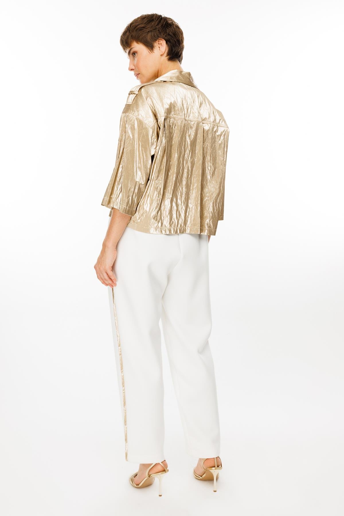 Modailgi  Kısa Crop Ceket Gold