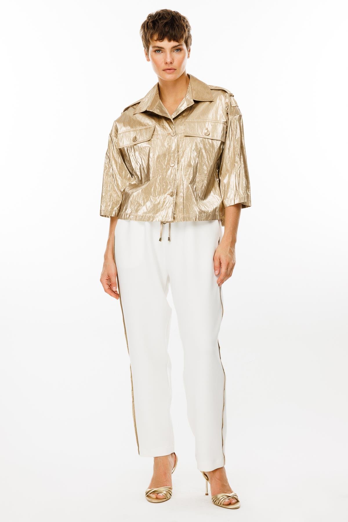 Modailgi  Kısa Crop Ceket Gold