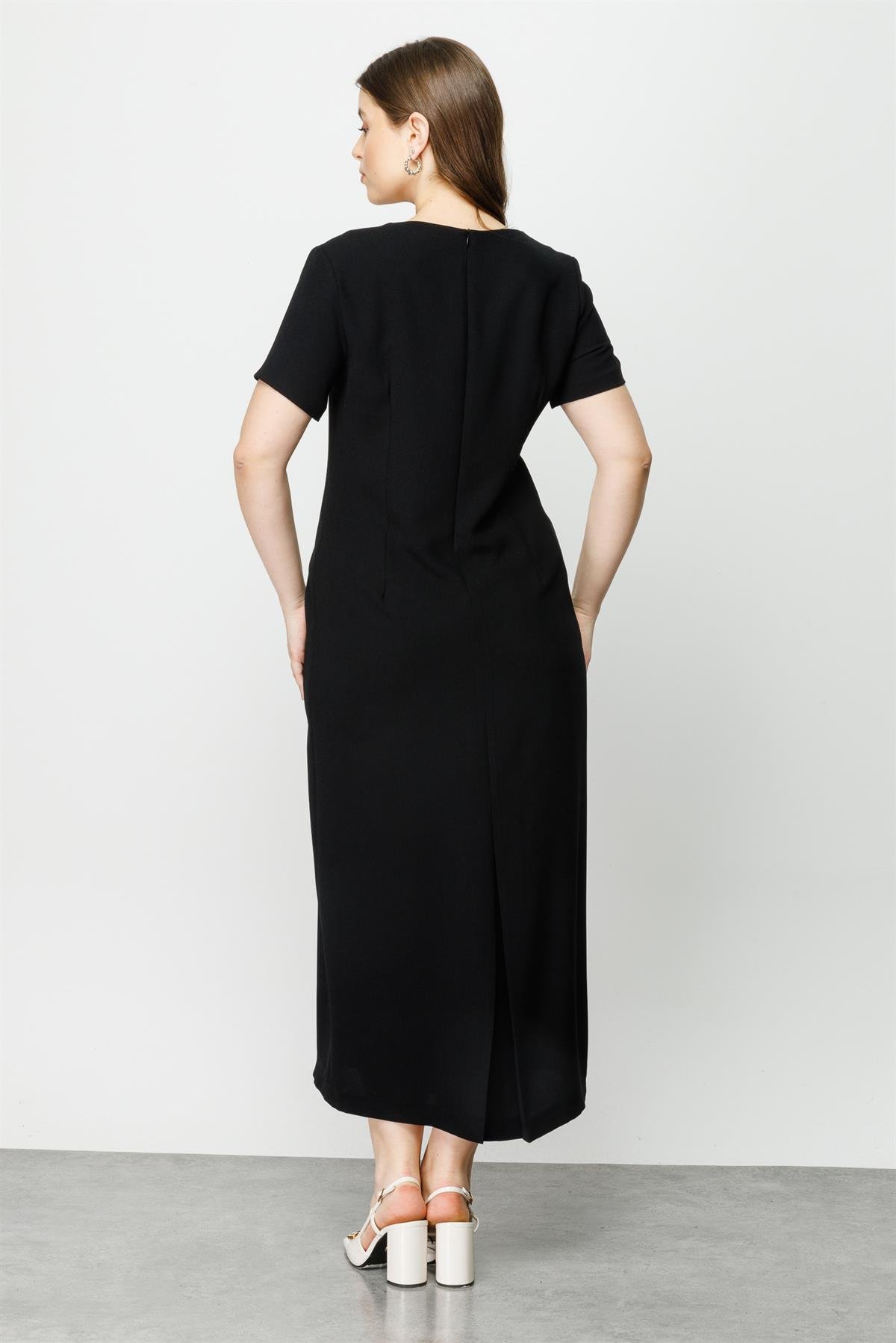 Modailgi  Kısa Kollu Uzun Elbise Siyah