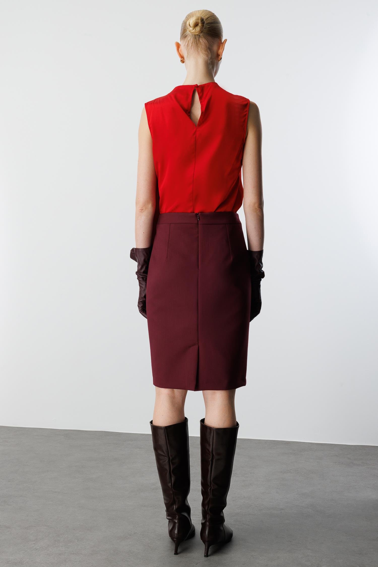 Modailgi  Kısa Küp Etek Bordo