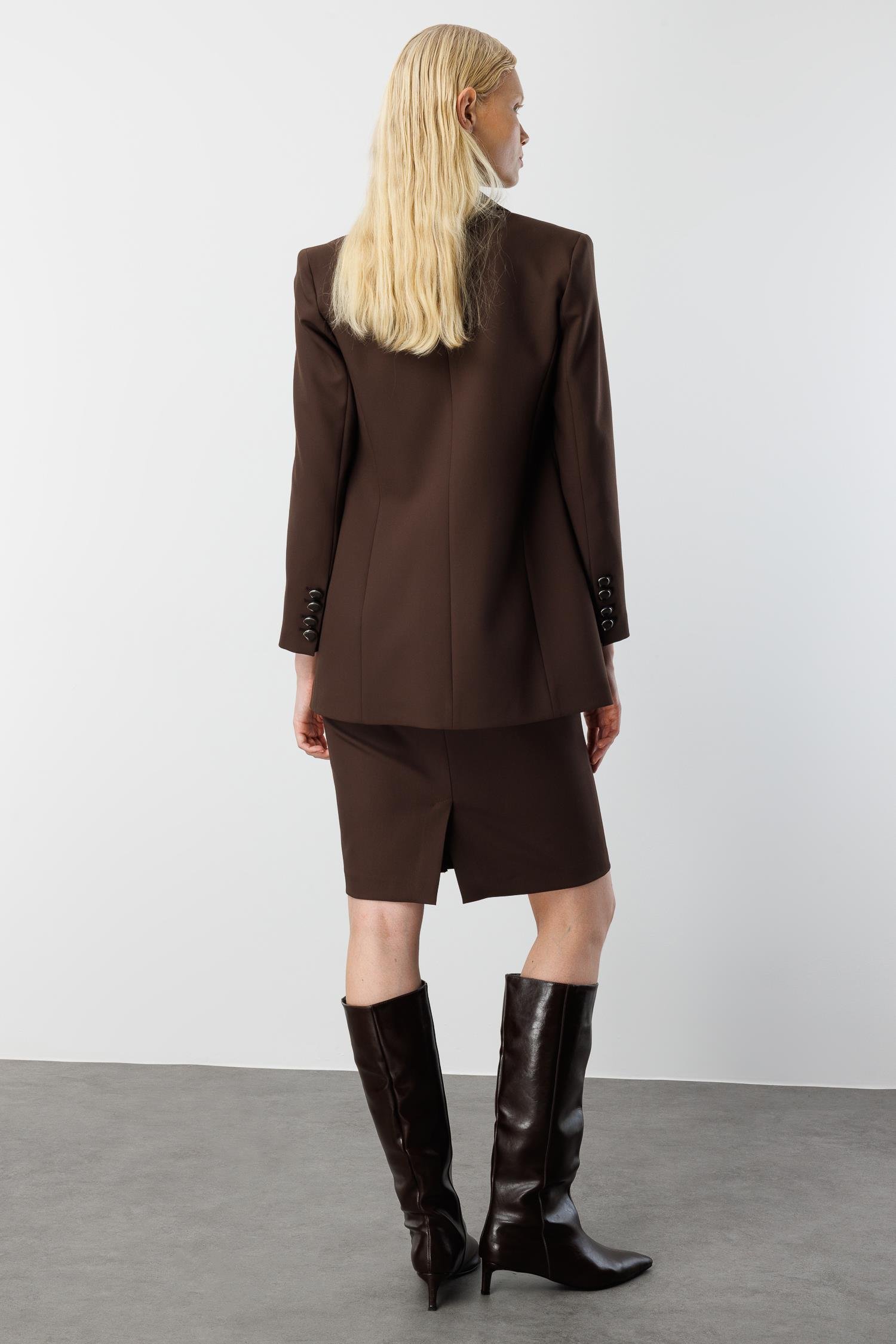 Modailgi  Kısa Küp Etek Kahve