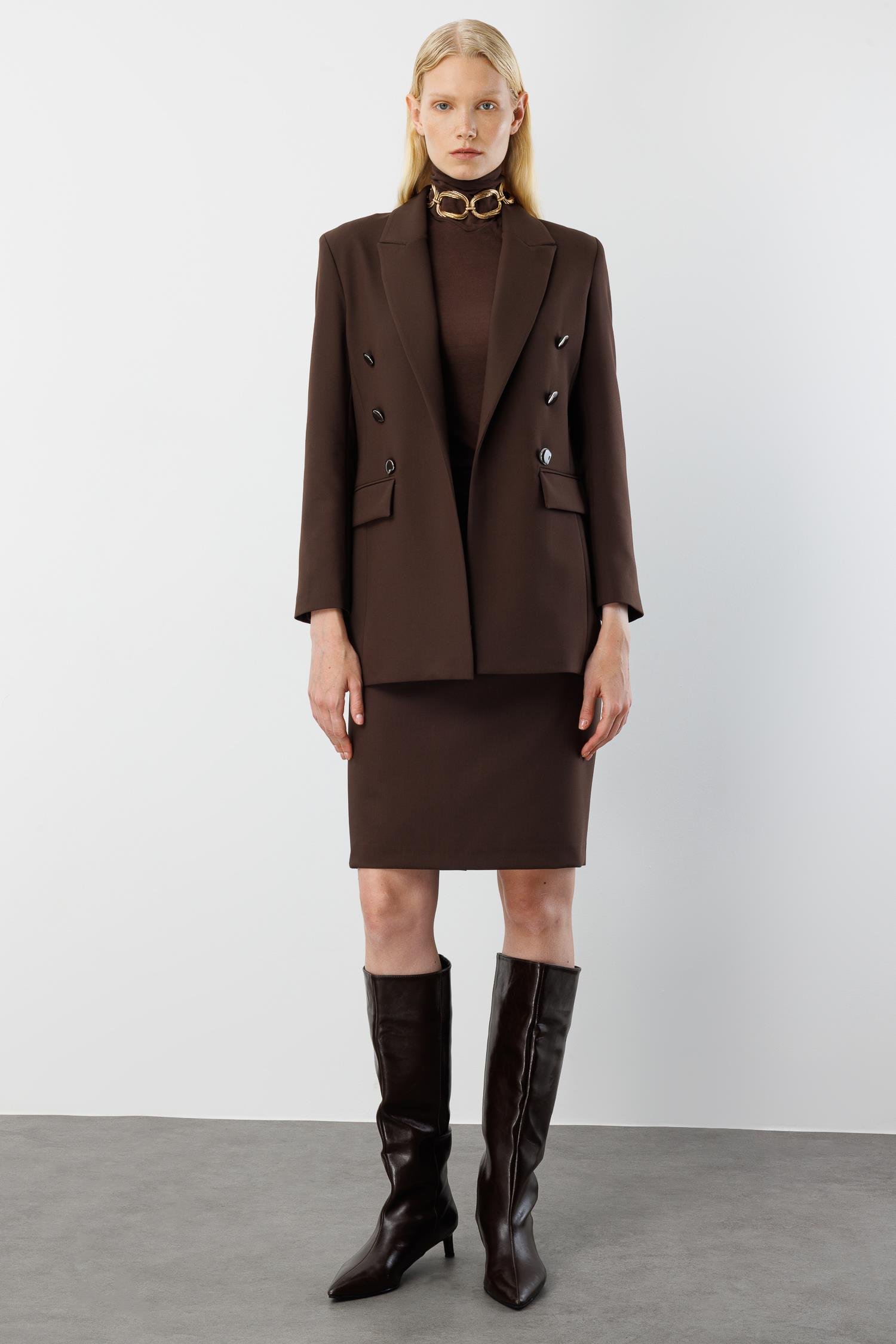 Modailgi  Kısa Küp Etek Kahve