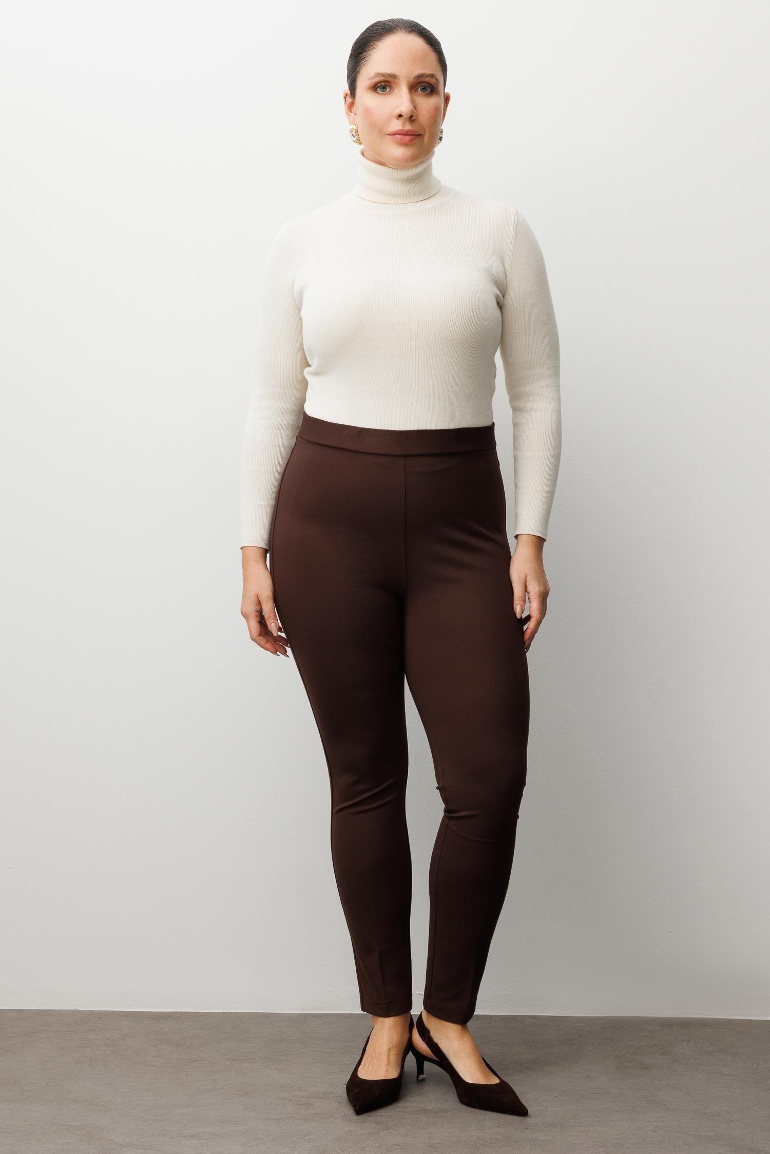 Modailgi  Klasik Tayt Pantolon Kahve