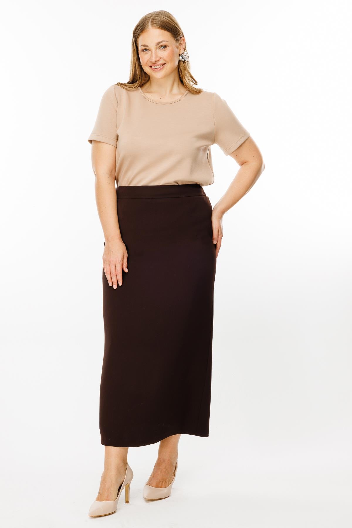 Modailgi  Klasik Uzun Kalem Etek - 5063 Kahve