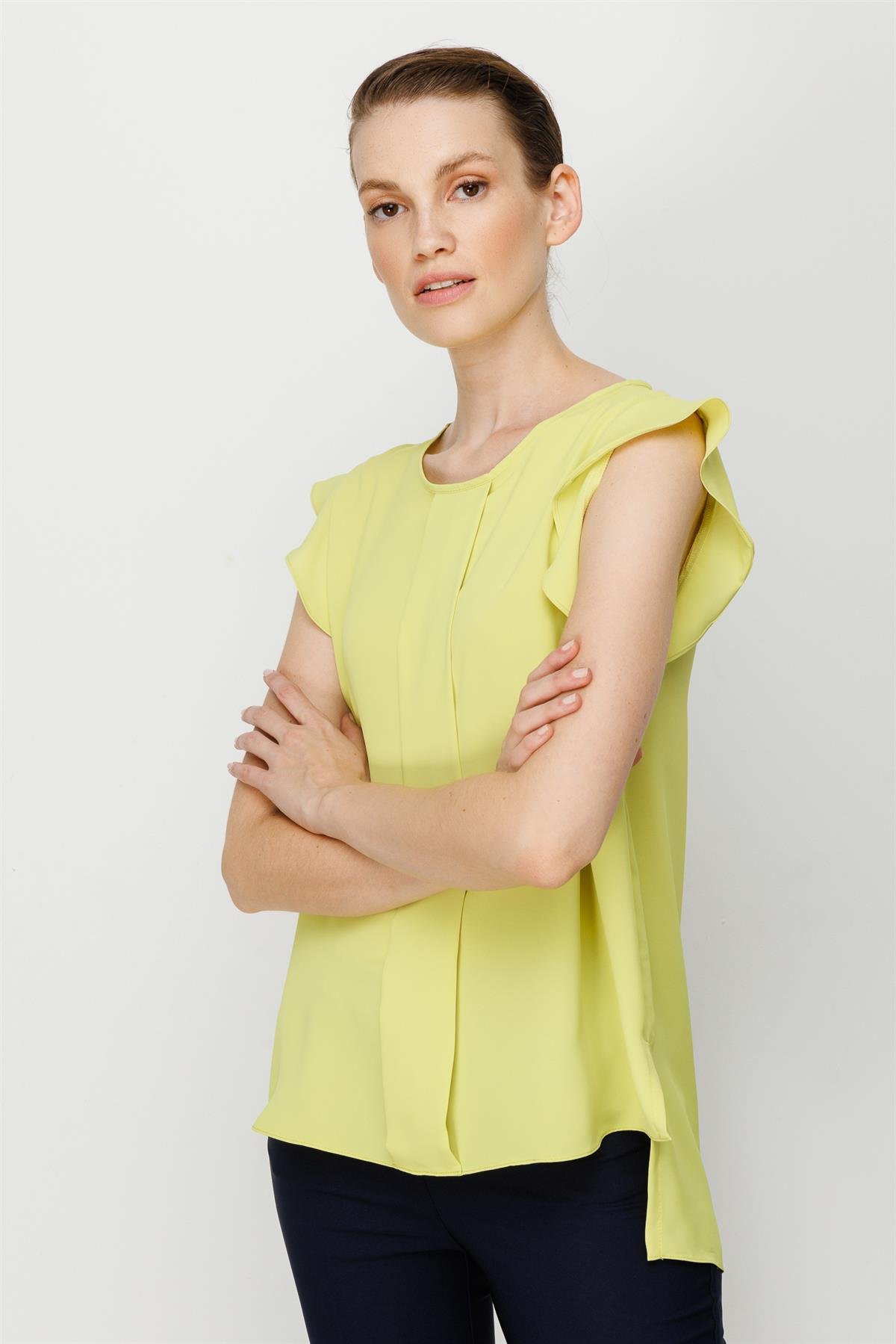 Modailgi  Kolları Volanlı Bluz Asit