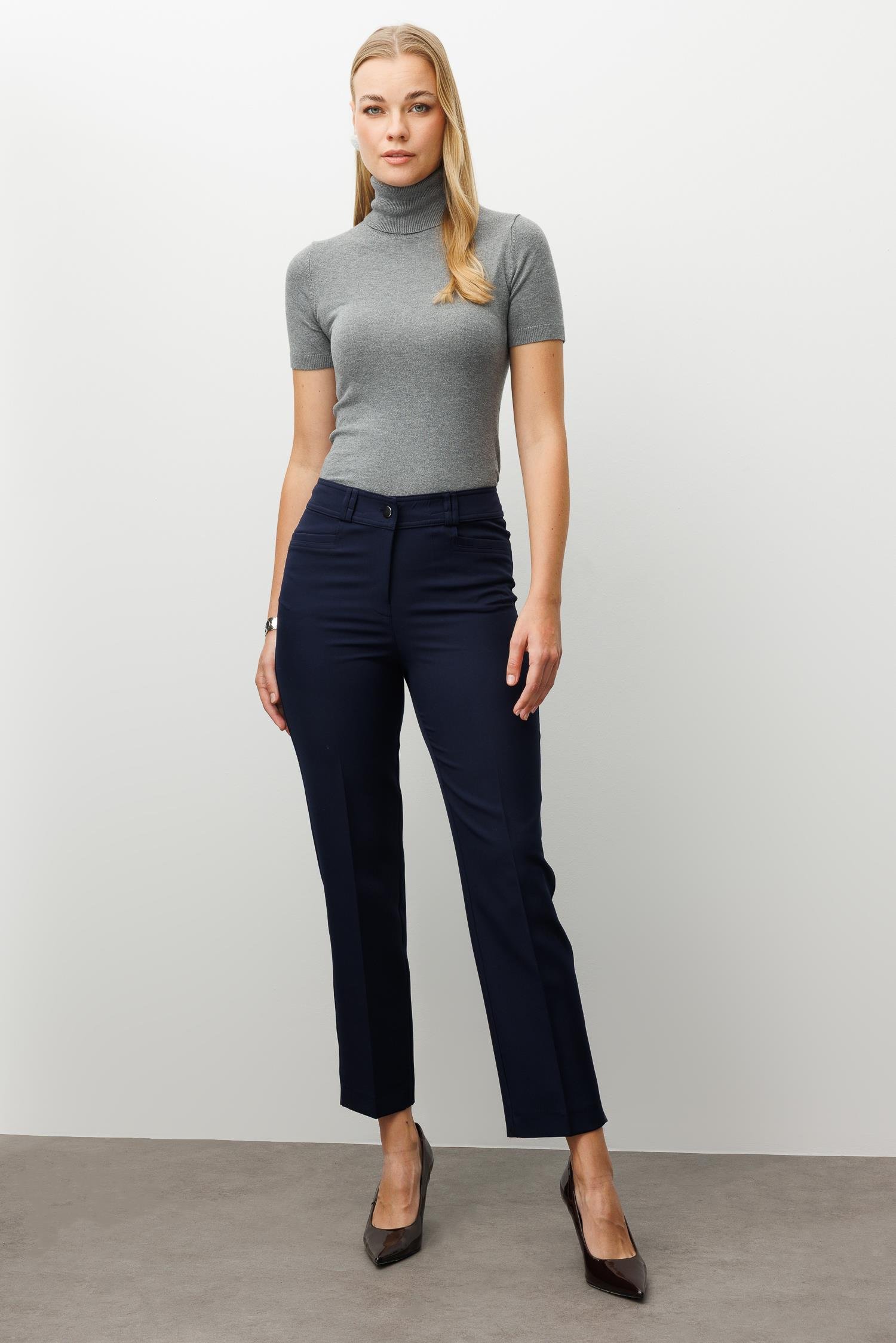 Modailgi  Köşe Cep Dar Paça Pantolon Lacivert