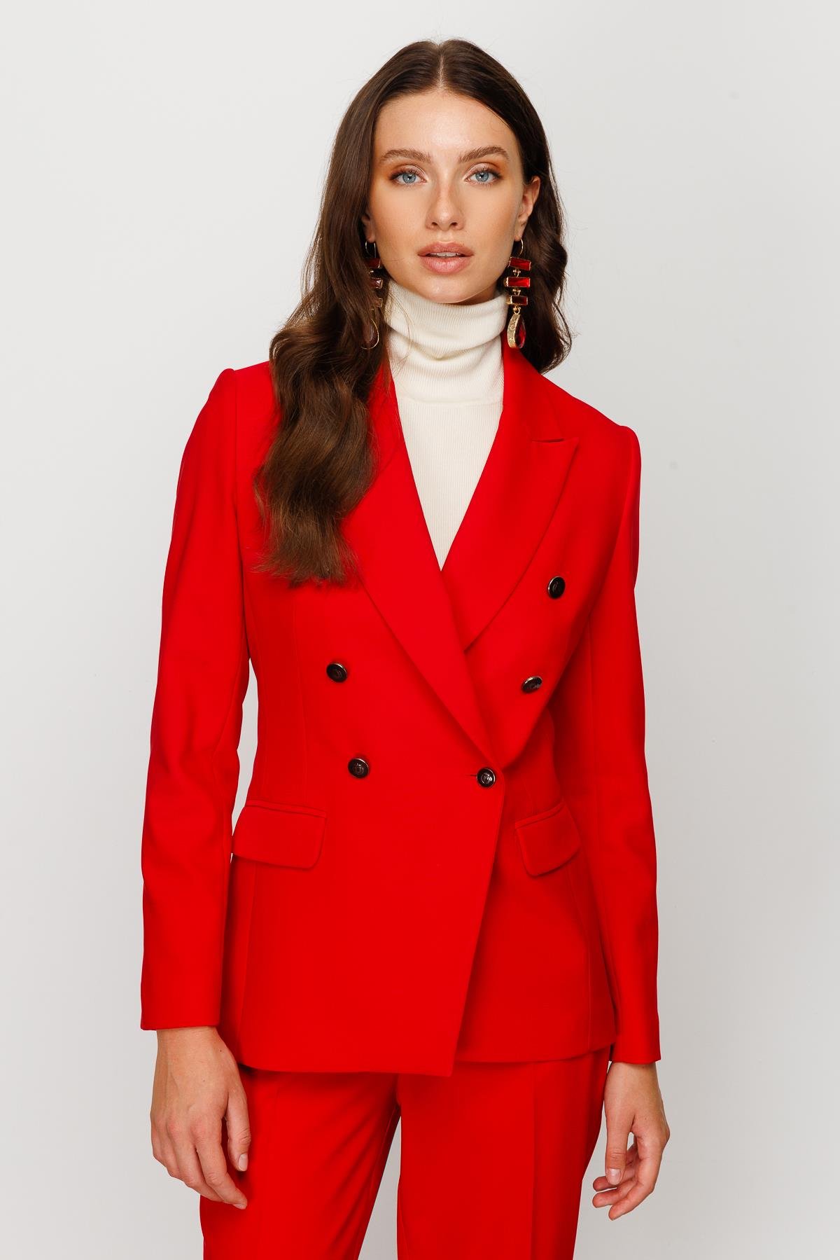 Modailgi  Kruvaze Blazer Kısa Ceket Kırmızı