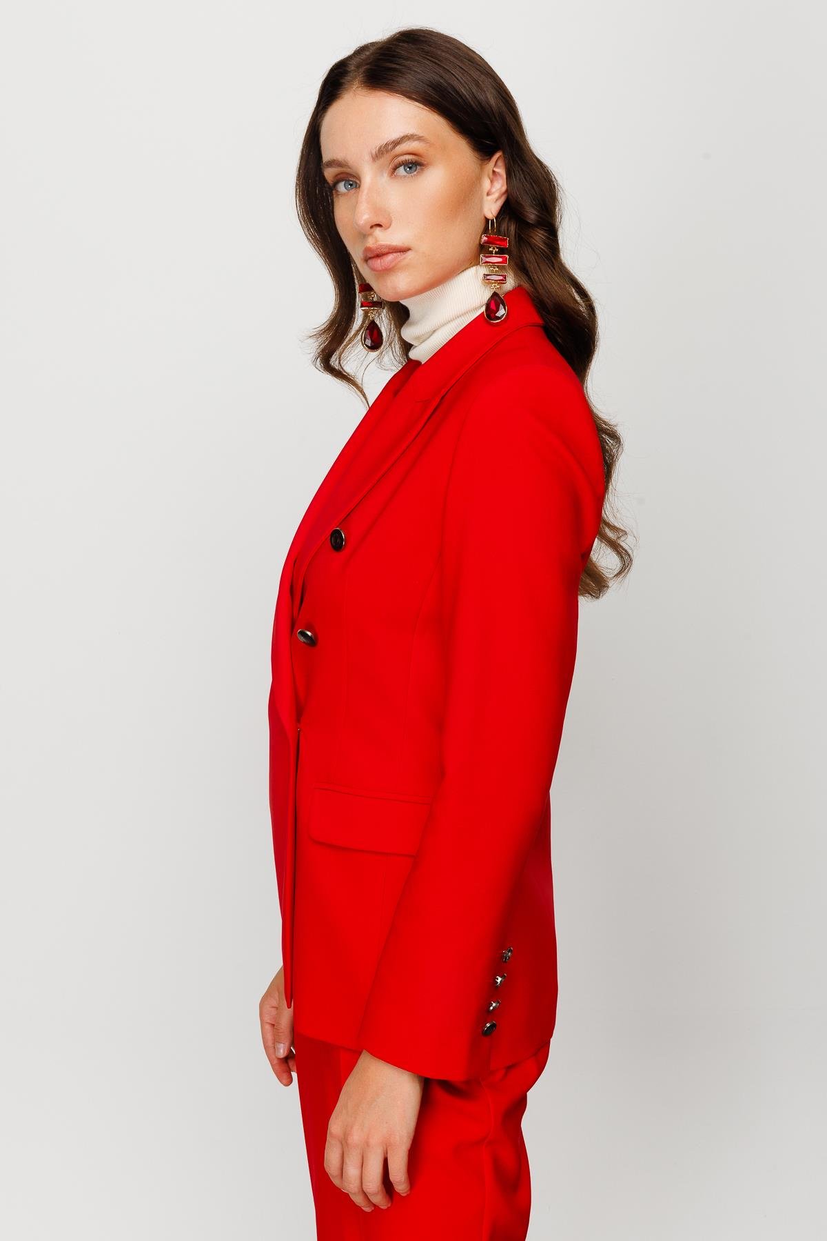 Modailgi  Kruvaze Blazer Kısa Ceket Kırmızı