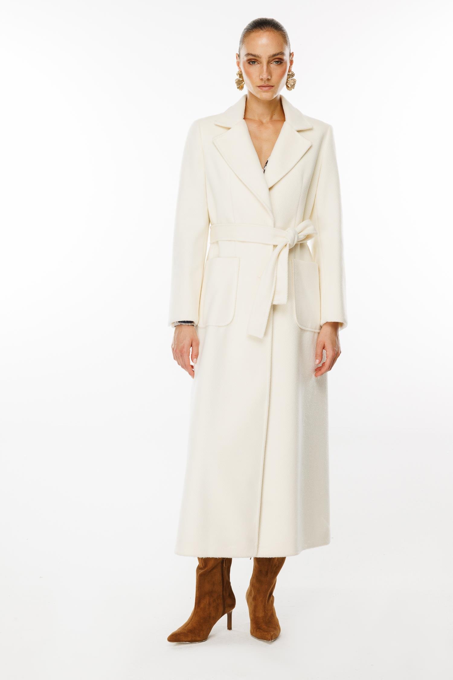 Modailgi  Kuptan Yırtmaçlı Diyagonal Çizgili Kaban Kemik