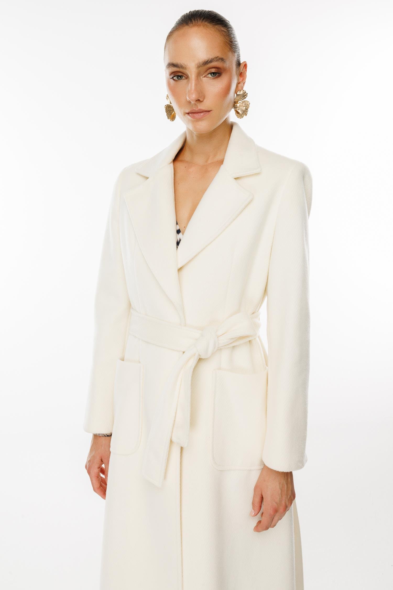 Modailgi  Kuptan Yırtmaçlı Diyagonal Çizgili Kaban Kemik