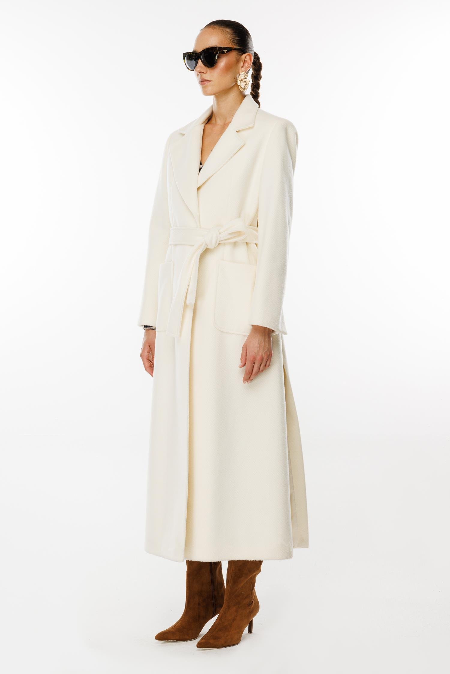 Modailgi  Kuptan Yırtmaçlı Diyagonal Çizgili Kaban Kemik