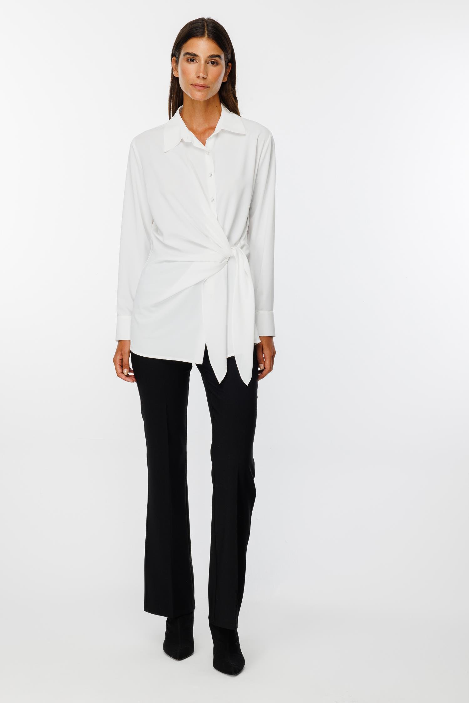 Modailgi  Kuşak Bağlamalı Gömlek Ekru