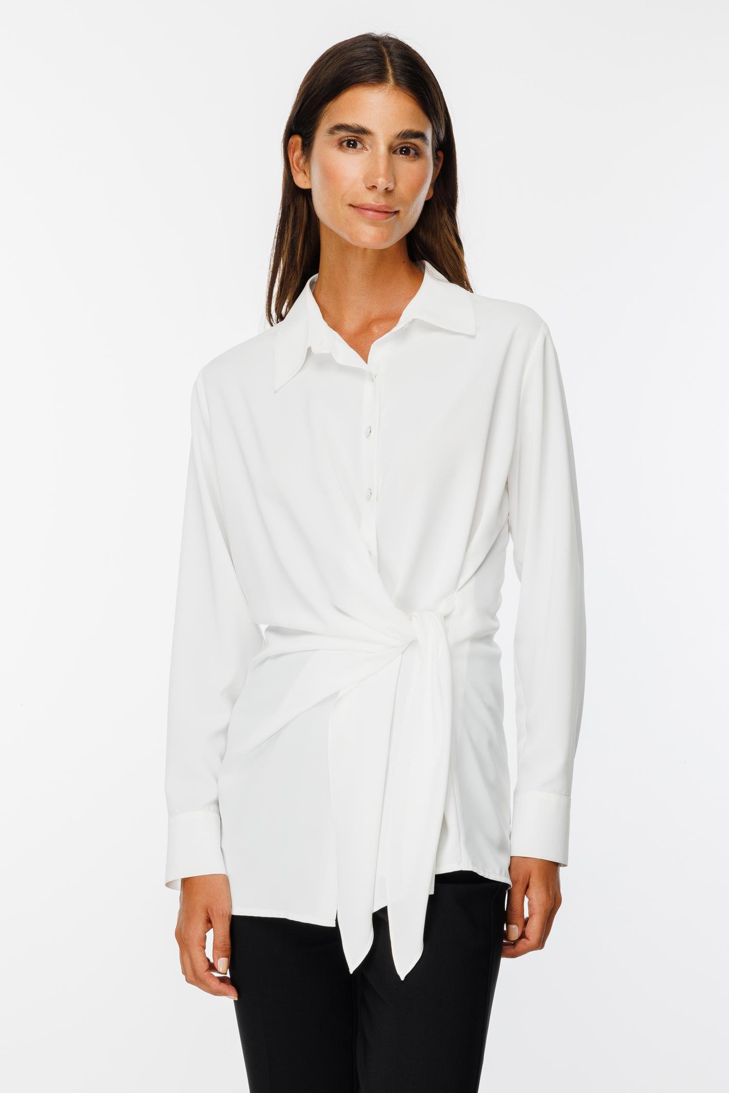 Modailgi  Kuşak Bağlamalı Gömlek Ekru