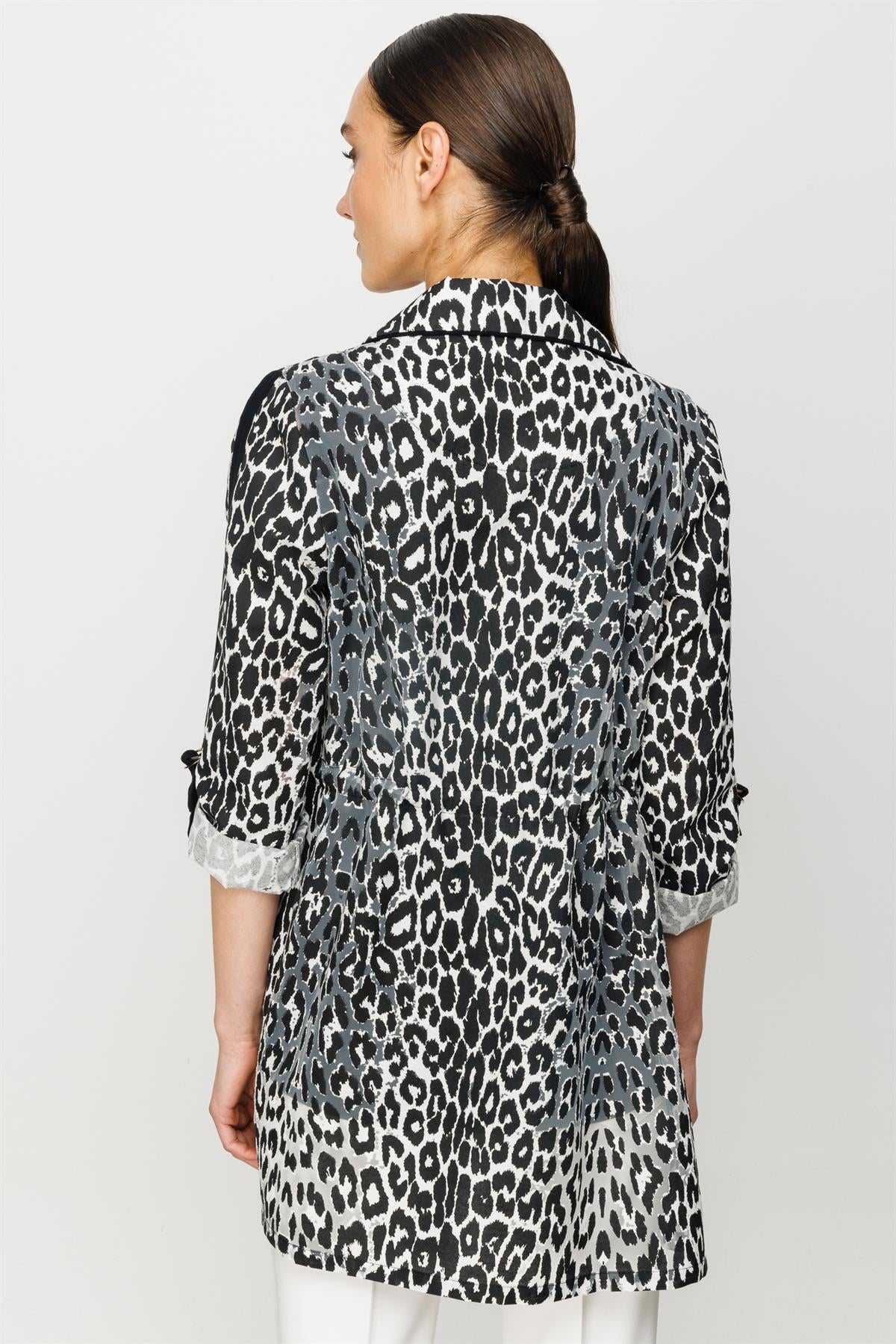 Modailgi  Leopar Desen Mono Yaka Ceket Siyah