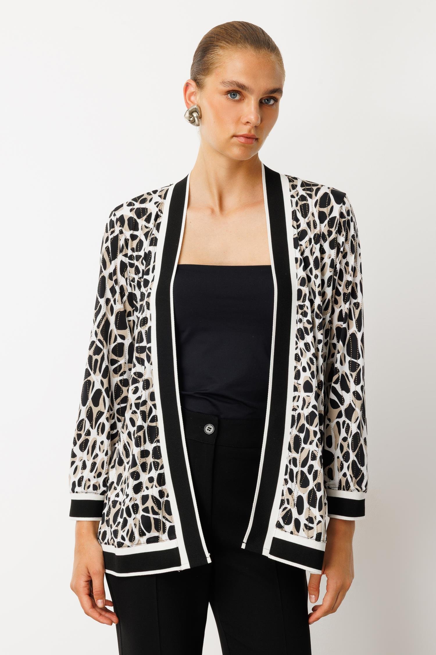 Modailgi  Leopar Desen Ribanalı Ceket Leopar