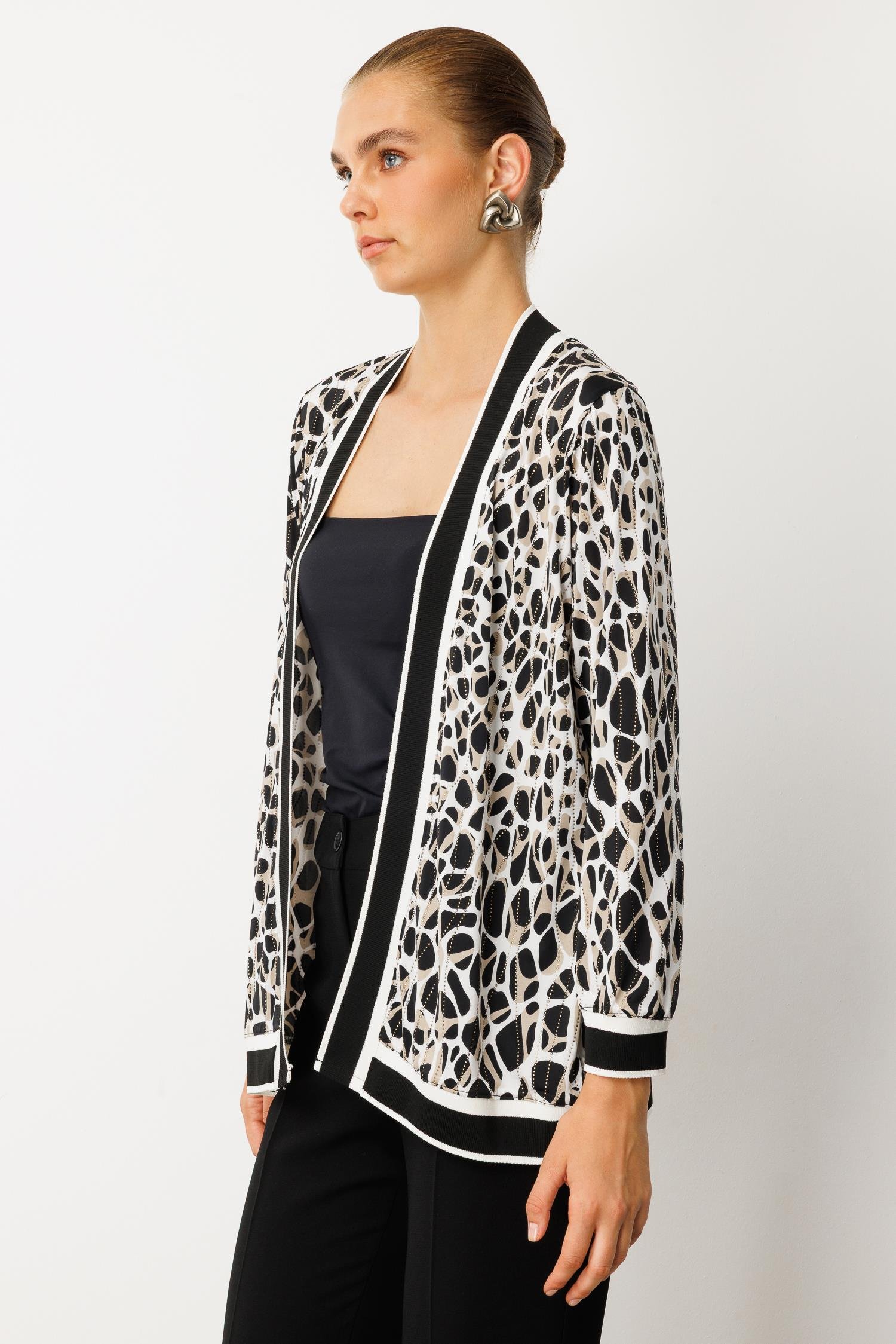 Modailgi  Leopar Desen Ribanalı Ceket Leopar