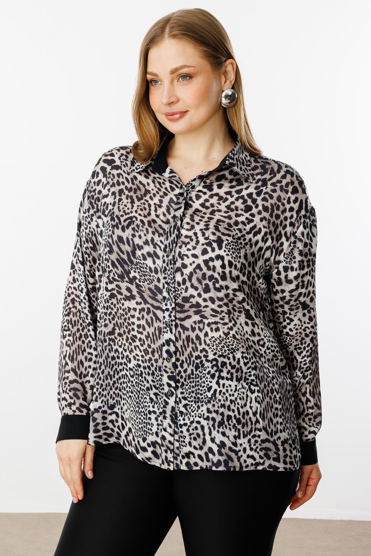 Modailgi  Leopar Desen Salaş Gömlek Orijinal