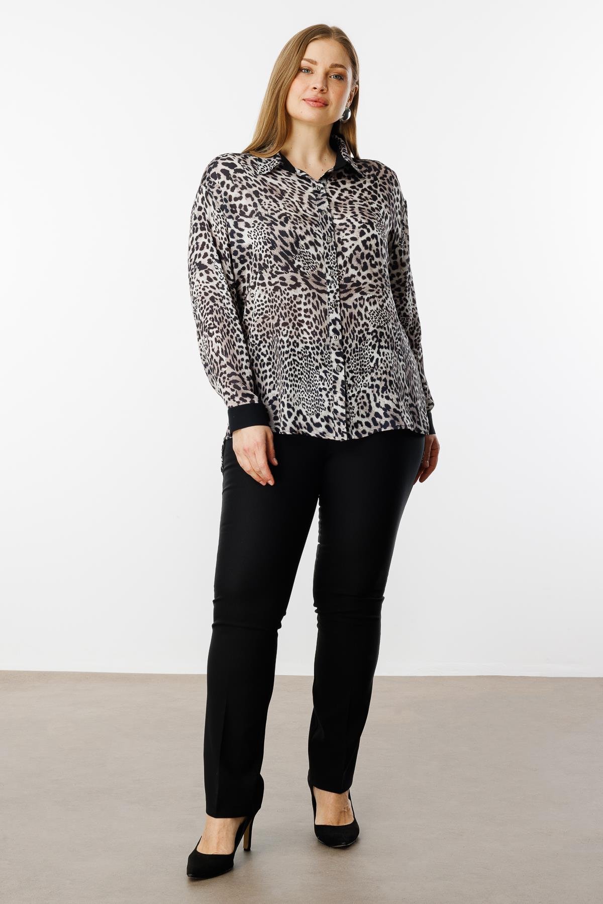 Modailgi  Leopar Desen Salaş Gömlek Orijinal