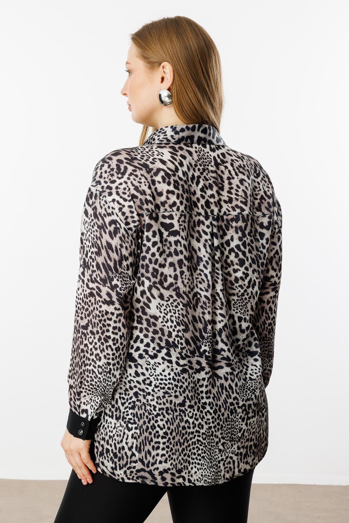 Modailgi  Leopar Desen Salaş Gömlek Orijinal