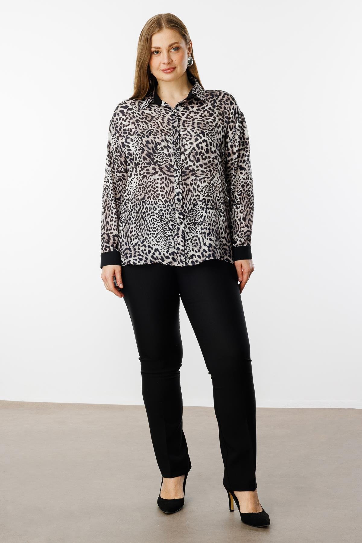 Modailgi  Leopar Desen Salaş Gömlek Orijinal