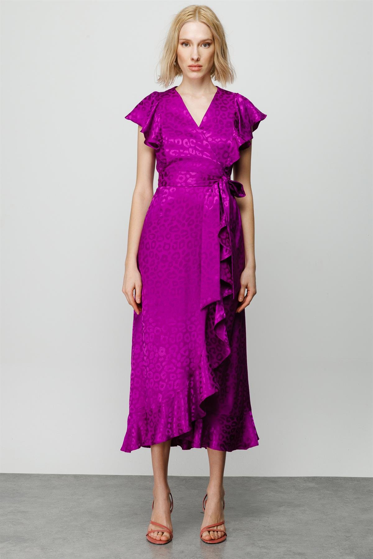 Modailgi  Leopar Jakar Desenli Elbise Mor