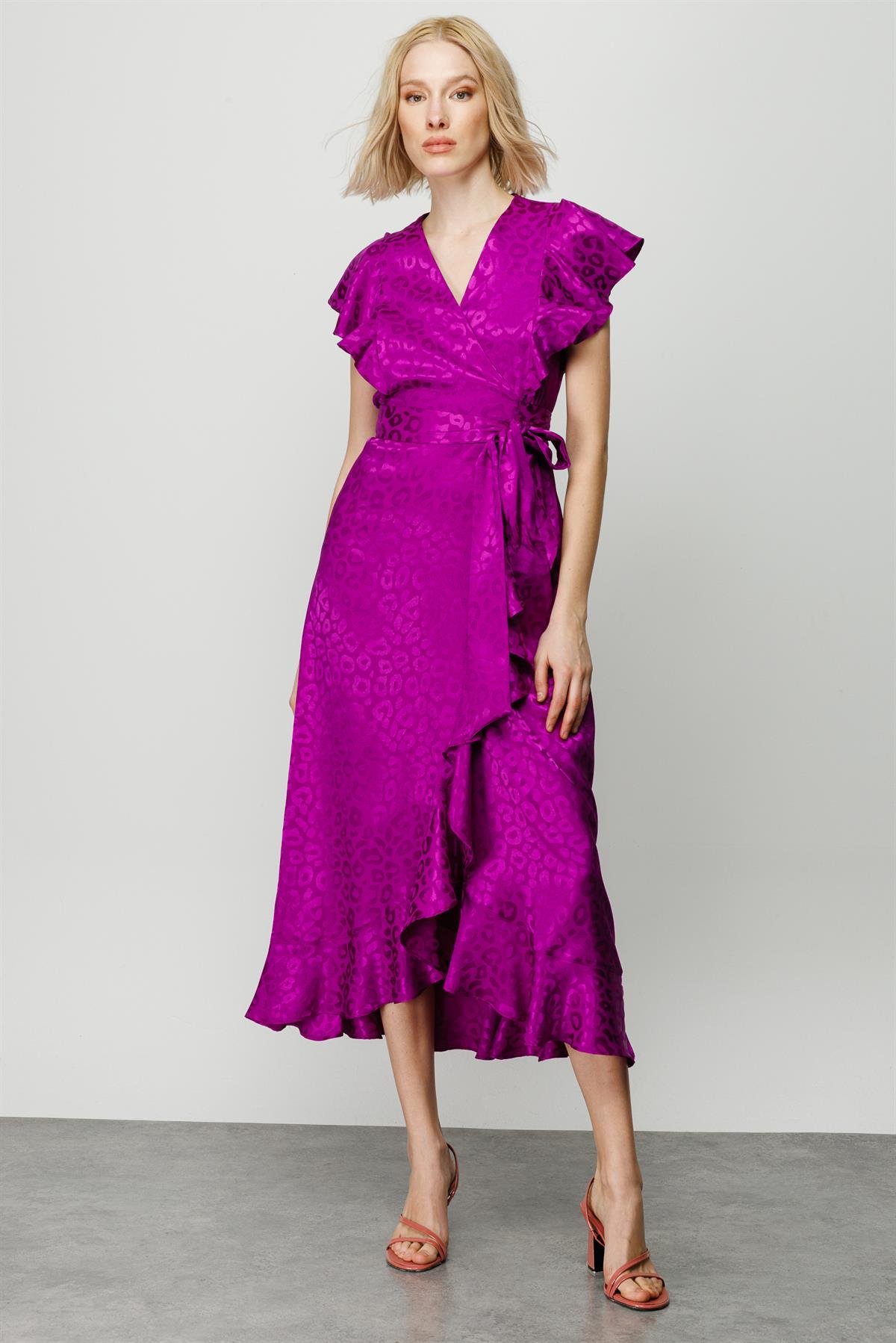 Modailgi  Leopar Jakar Desenli Elbise Mor