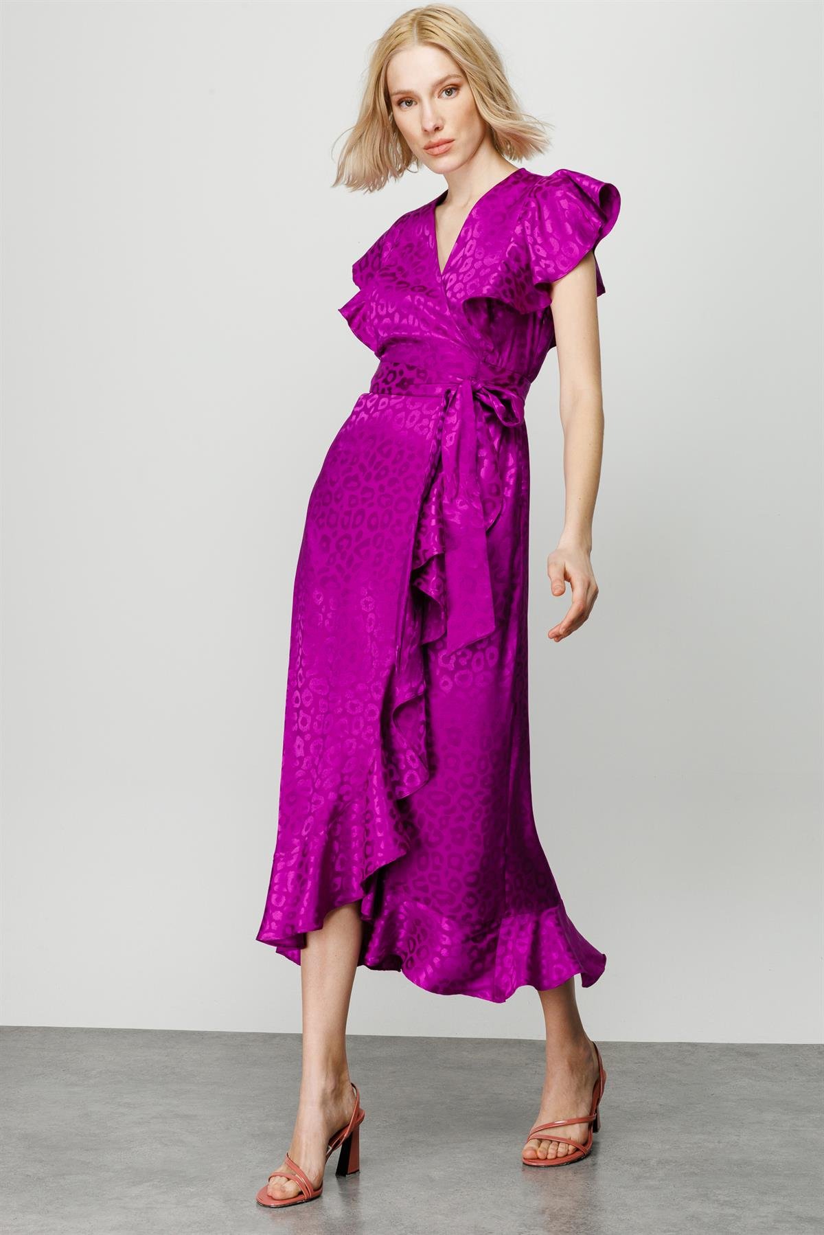 Modailgi  Leopar Jakar Desenli Elbise Mor