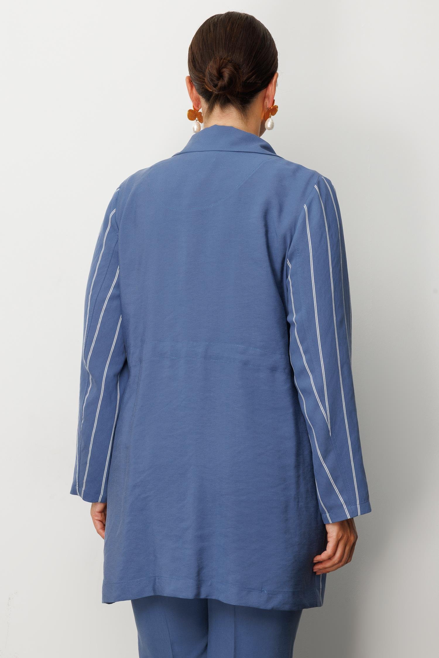 Modailgi  Mono Yaka Çizgili Tunik İndigo