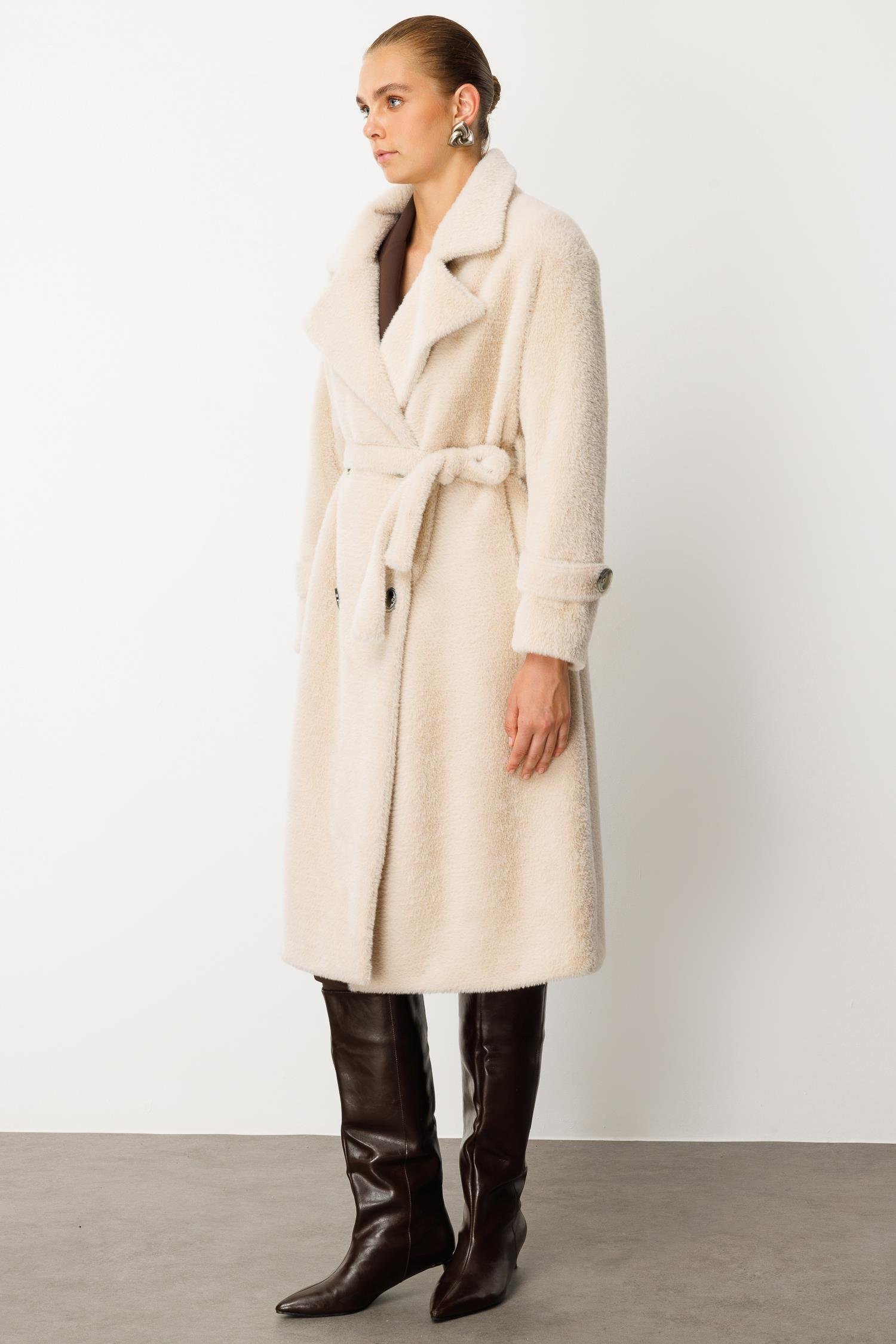 Modailgi  Mono Yaka Kruvaze Alcantara Kaban Camel