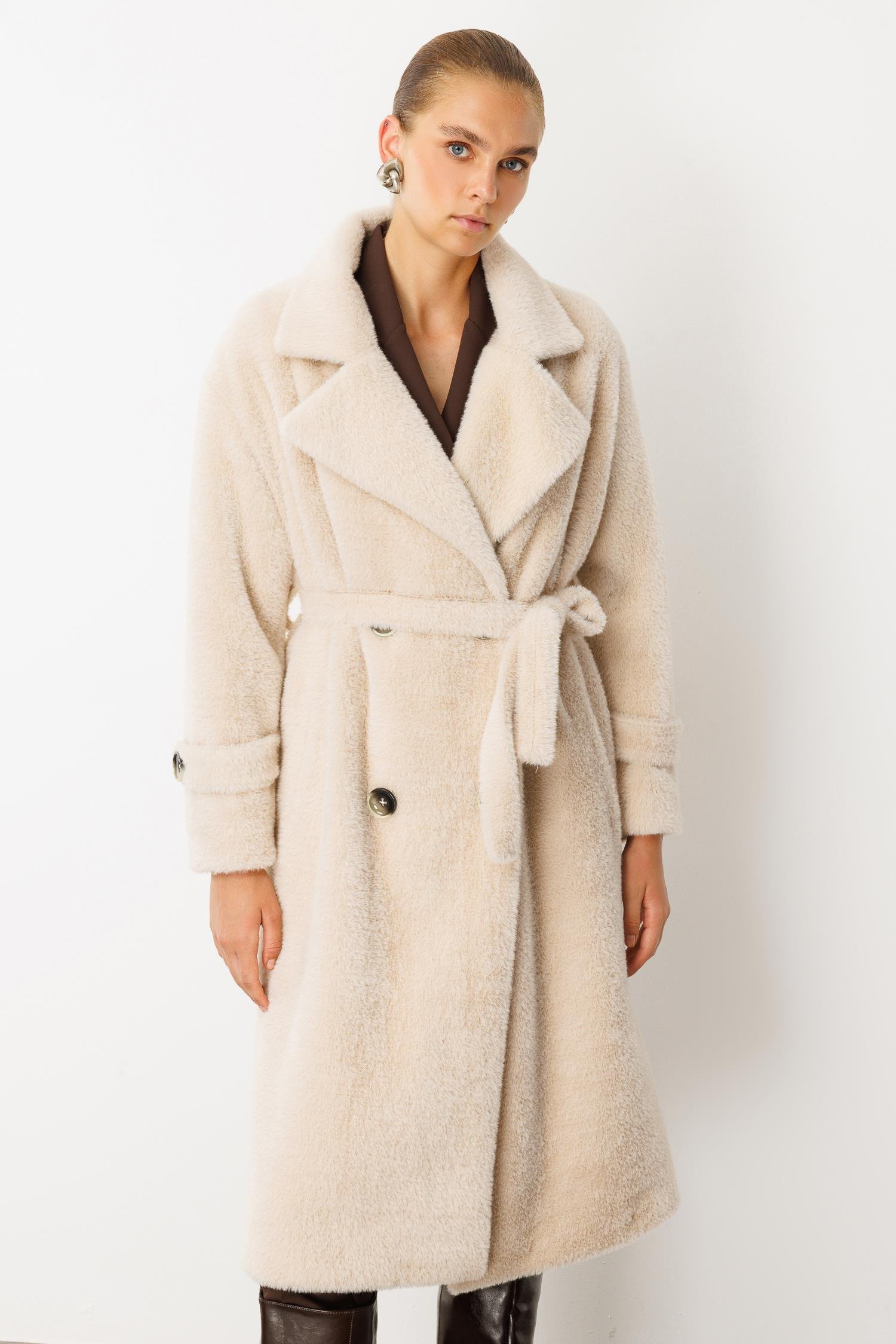 Modailgi  Mono Yaka Kruvaze Alcantara Kaban Camel