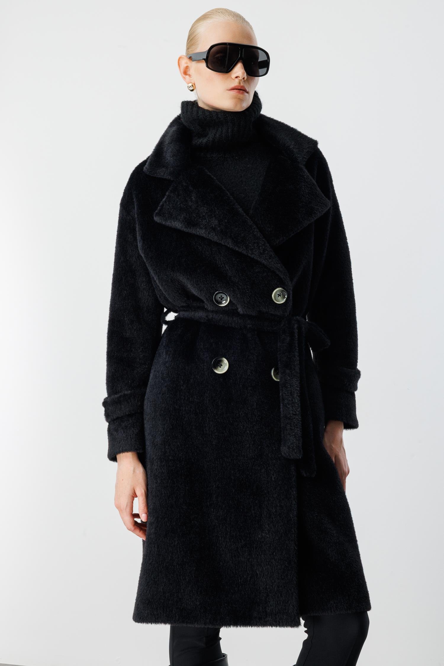 Modailgi  Mono Yaka Kruvaze Alcantara Kaban Siyah