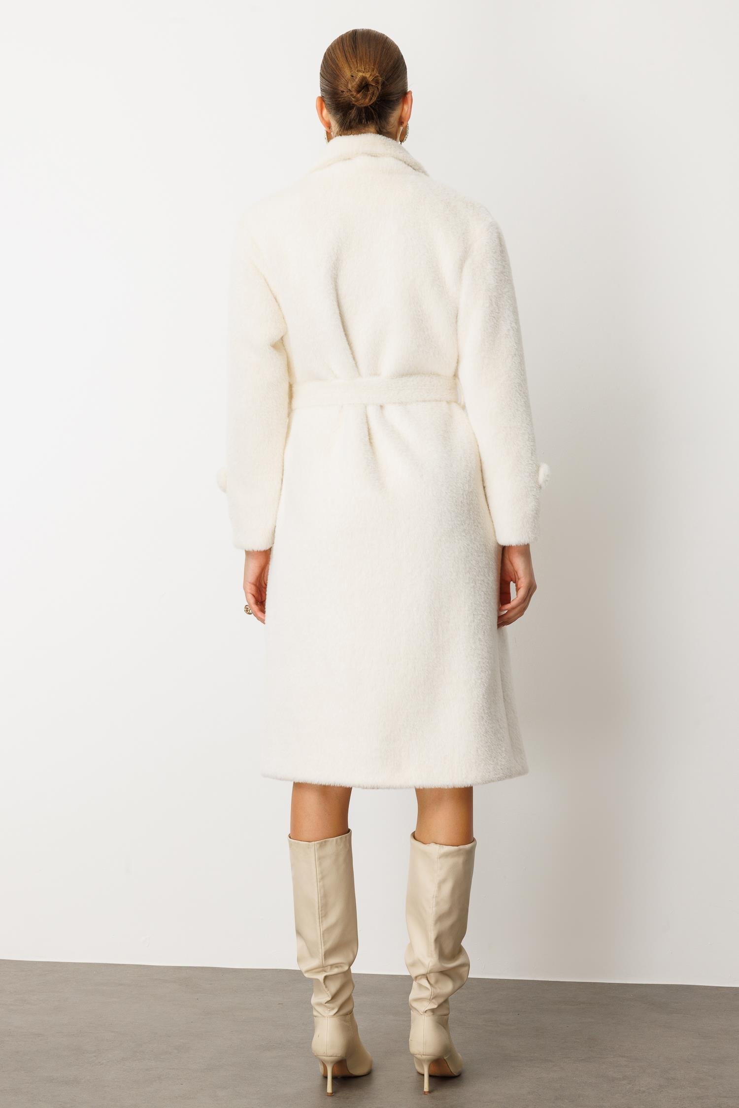 Modailgi  Mono Yaka Kruvaze Alcantara Kaban Ekru