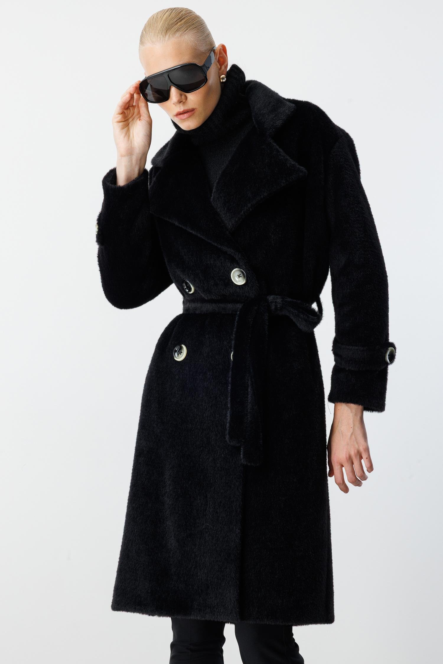 Modailgi  Mono Yaka Kruvaze Alcantara Kaban Siyah