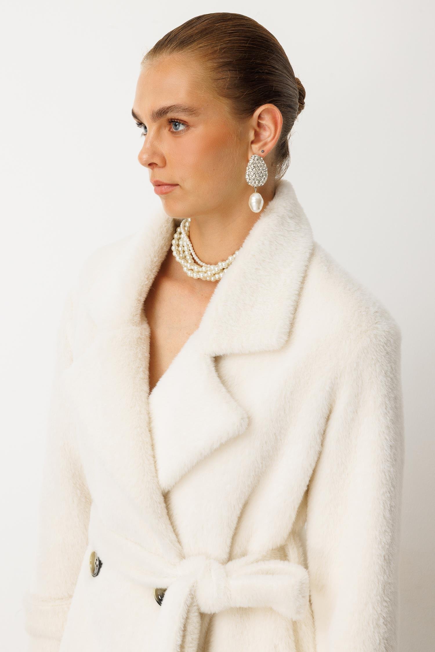 Modailgi  Mono Yaka Kruvaze Alcantara Kaban Ekru