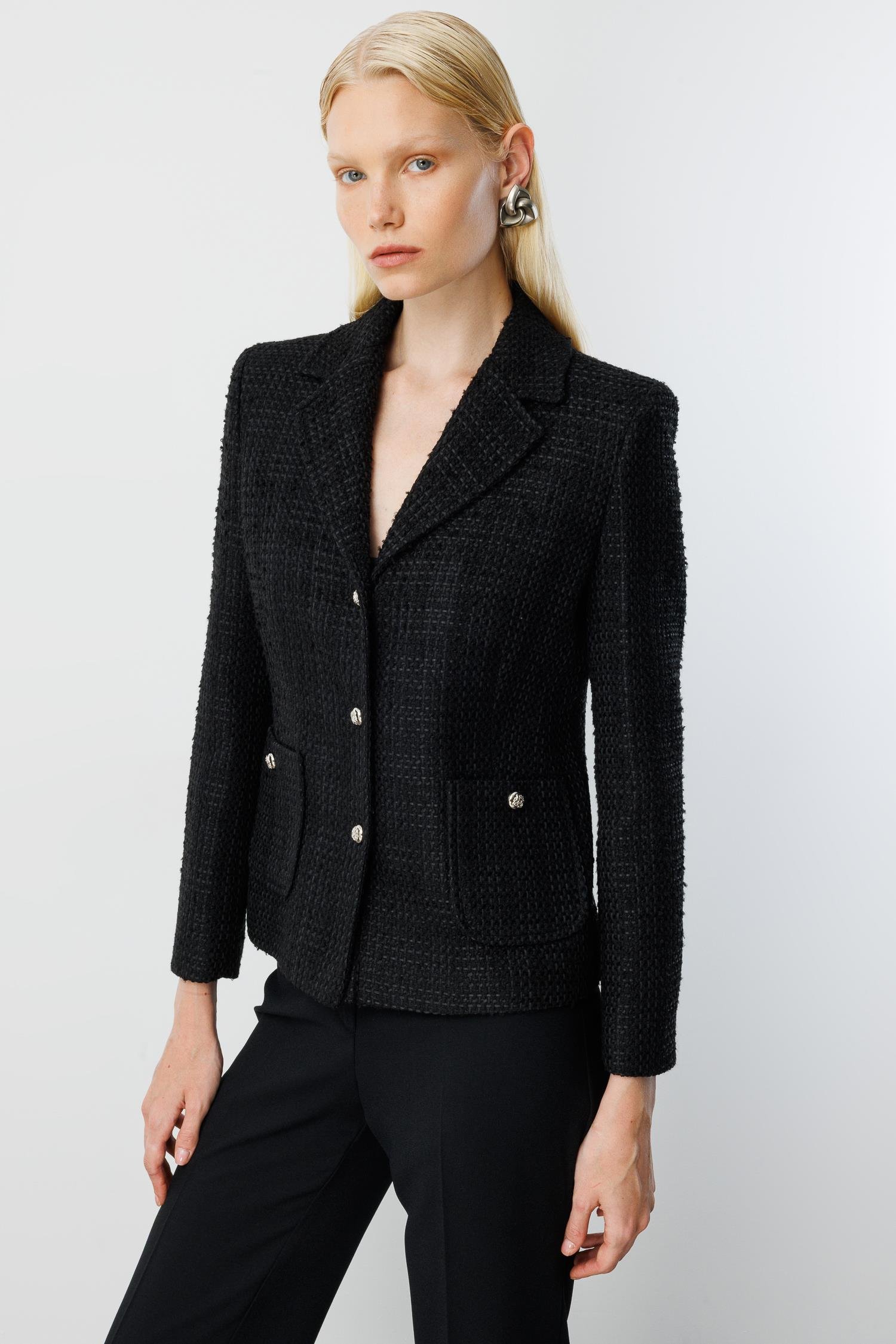 Modailgi  Mono Yaka Torba Cepli Kısa Astarlı Ceket Siyah