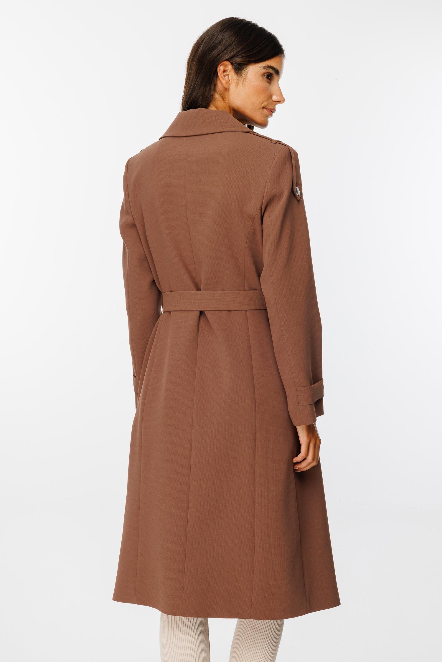 Modailgi  Omuzları Apoletli Trenç Taba