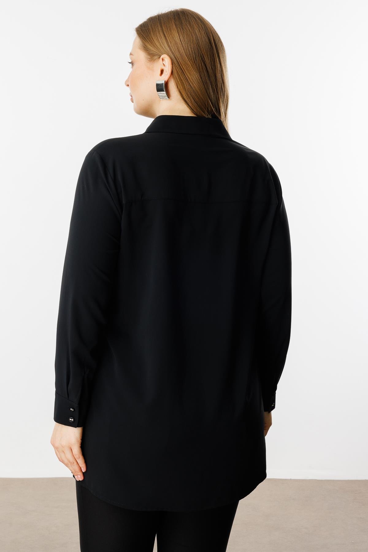 Modailgi  Ön Bedeni Taşlı Tunik Siyah
