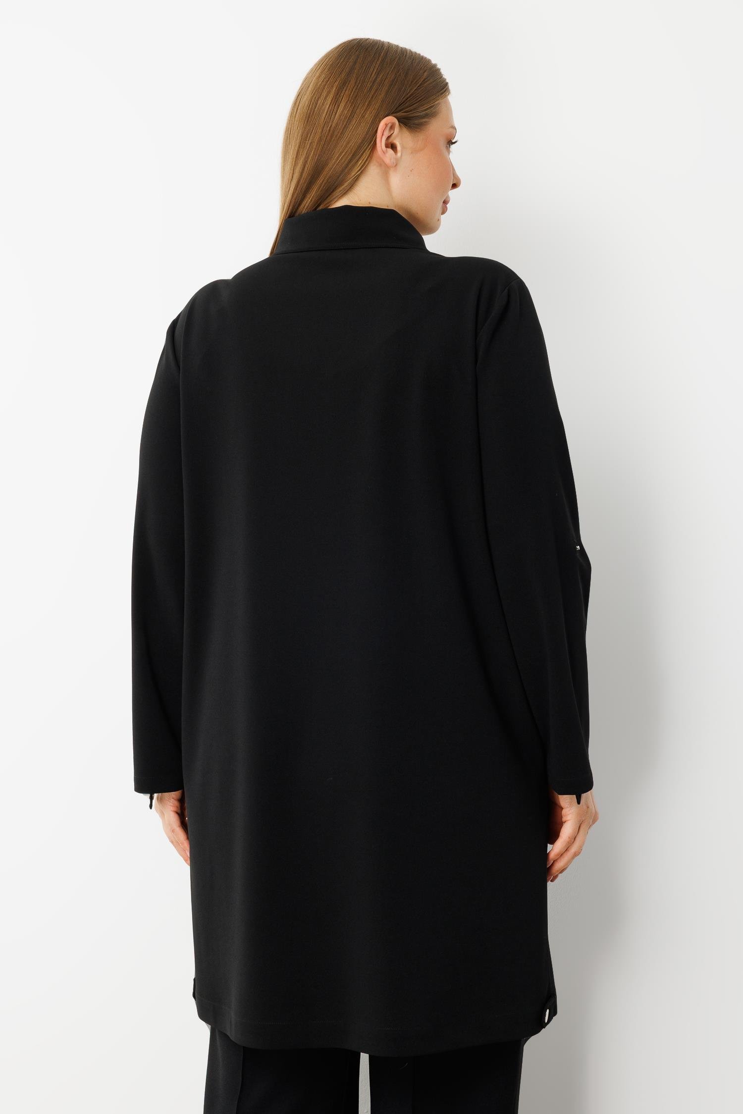 Modailgi  Ön Kapama Çıtçıtlı Fermuarlı Gofre Kumaş Tunik Bordo