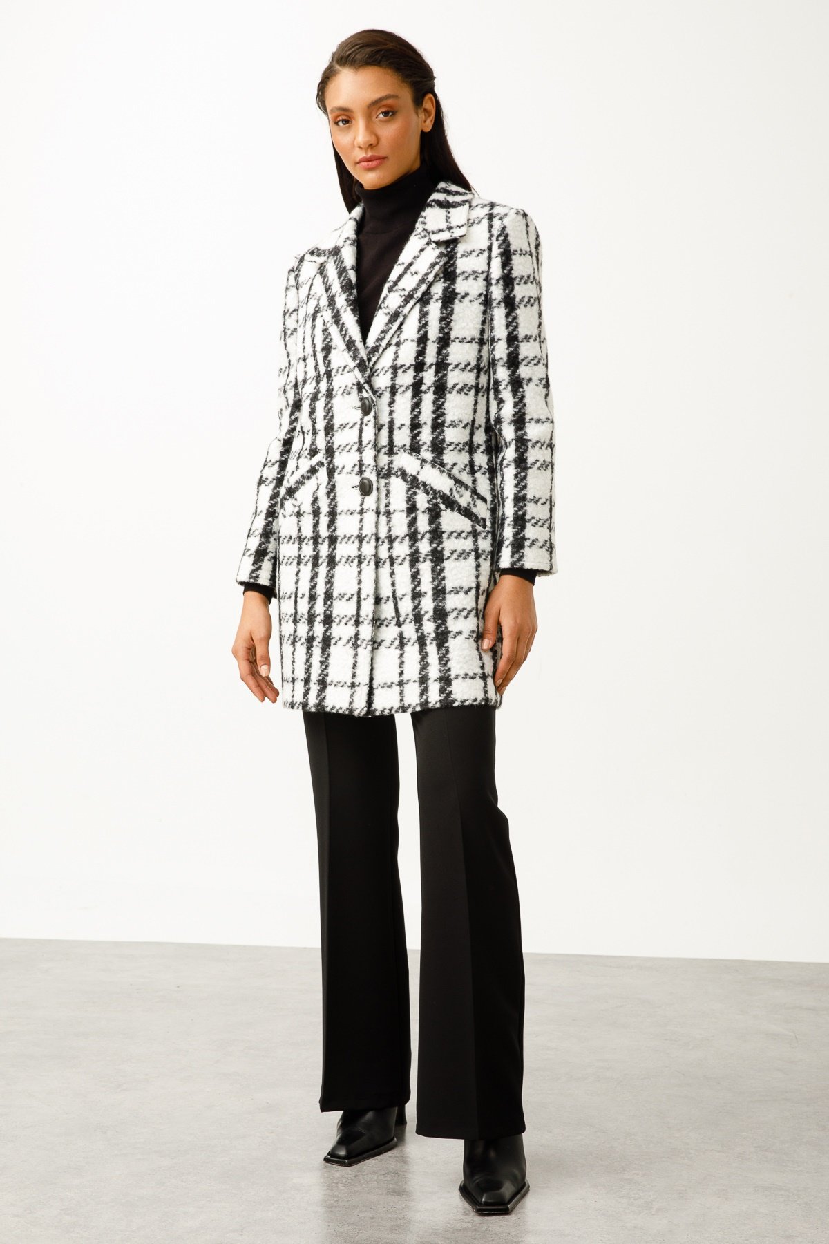 Modailgi  Oversize Kaban SİYAH-BEYAZ