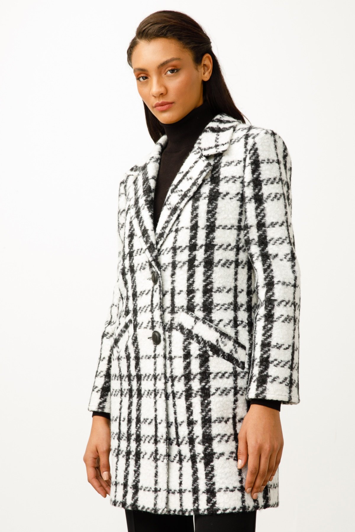 Modailgi  Oversize Kaban SİYAH-BEYAZ
