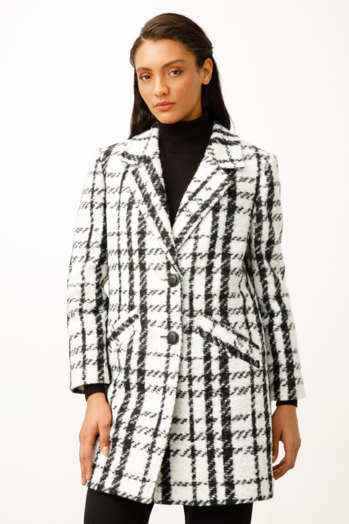 Modailgi  Oversize Kaban SİYAH-BEYAZ