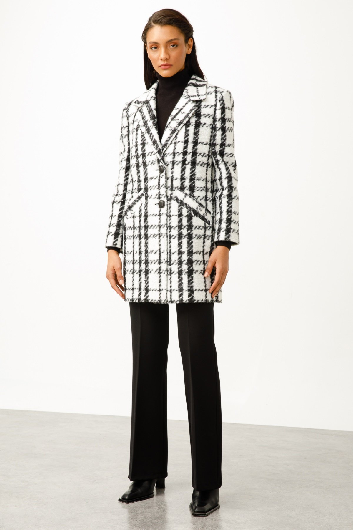 Modailgi  Oversize Kaban SİYAH-BEYAZ