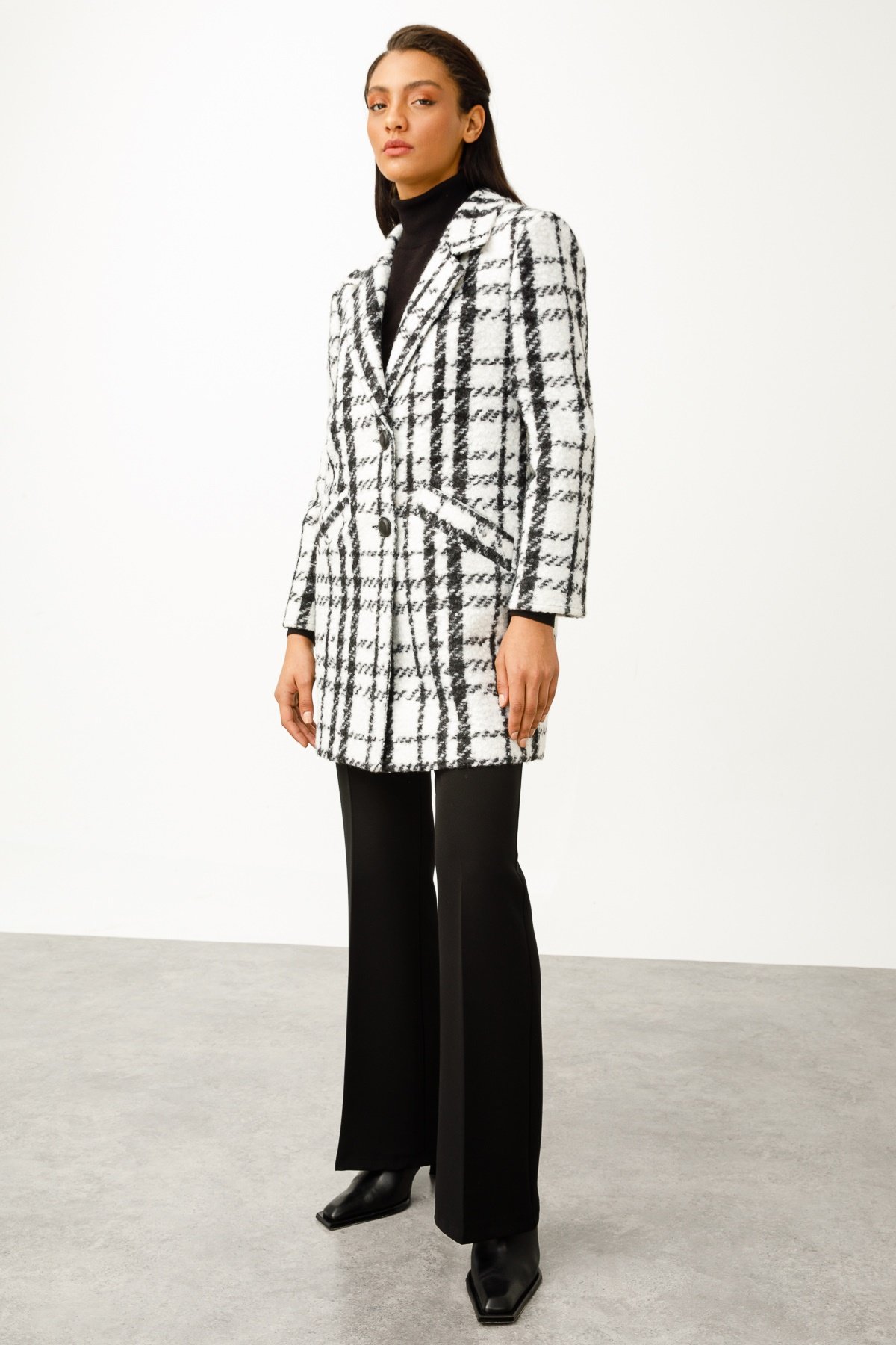 Modailgi  Oversize Kaban SİYAH-BEYAZ