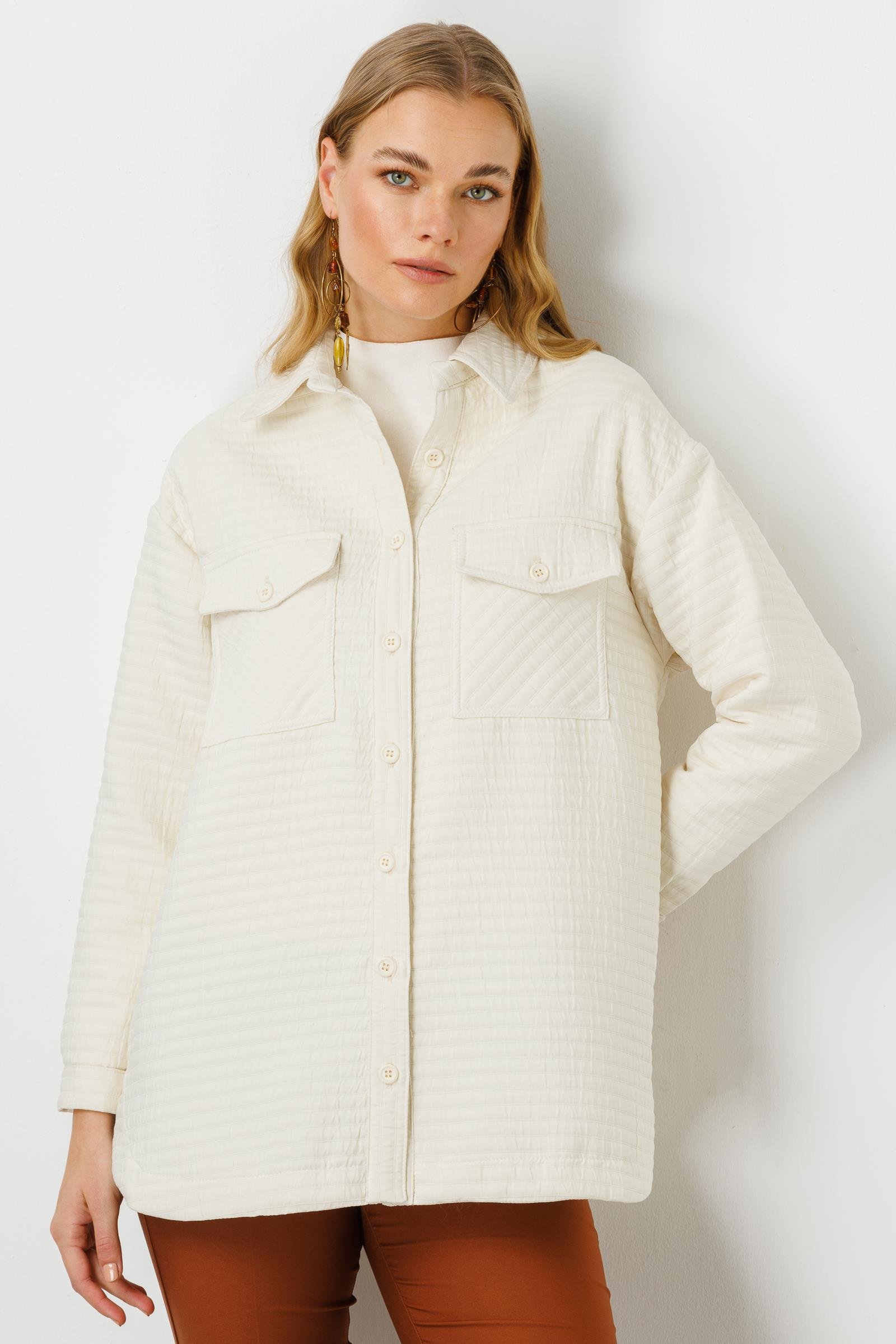Modailgi  Oversize Kapitone Tunik Krem