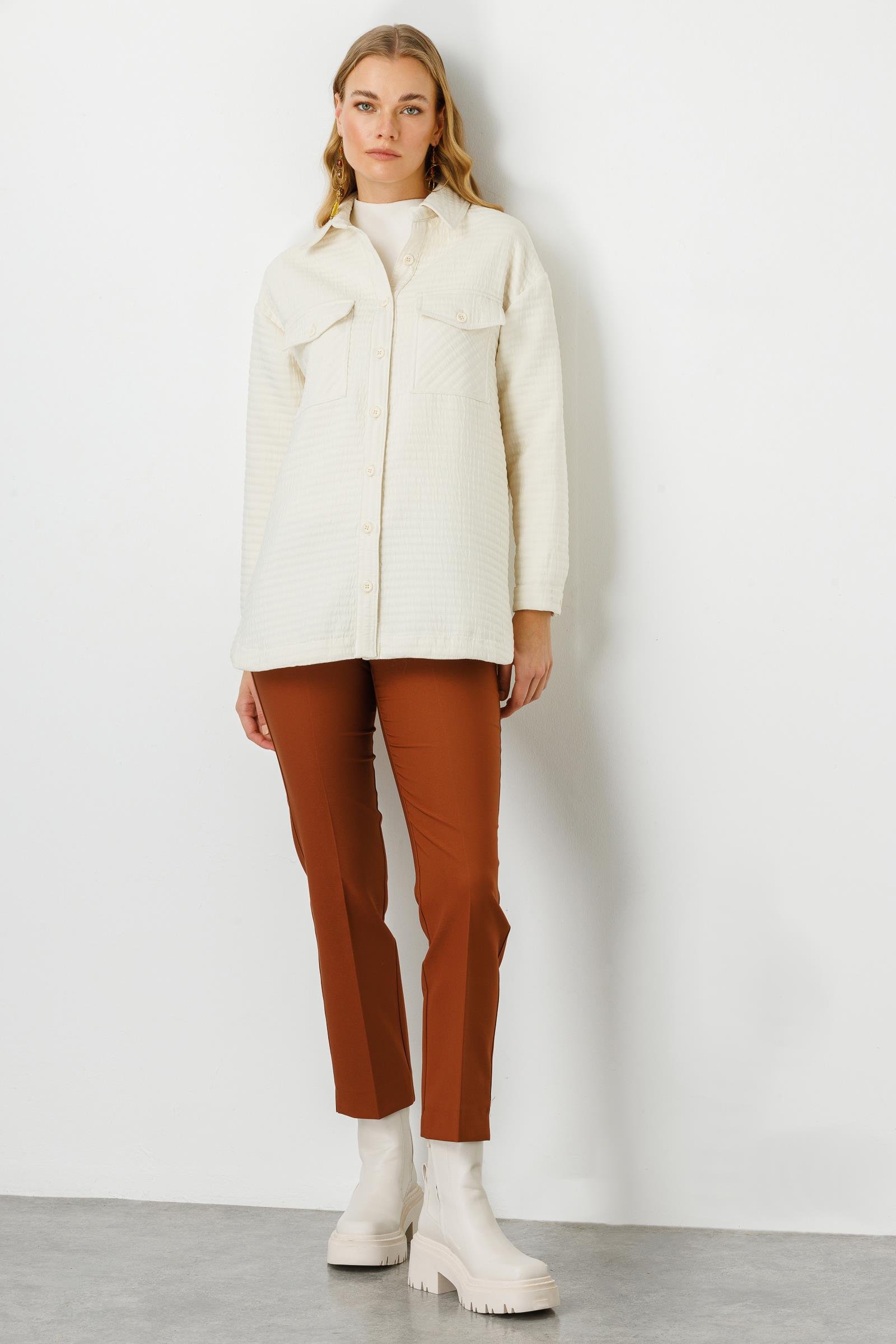 Modailgi  Oversize Kapitone Tunik Krem