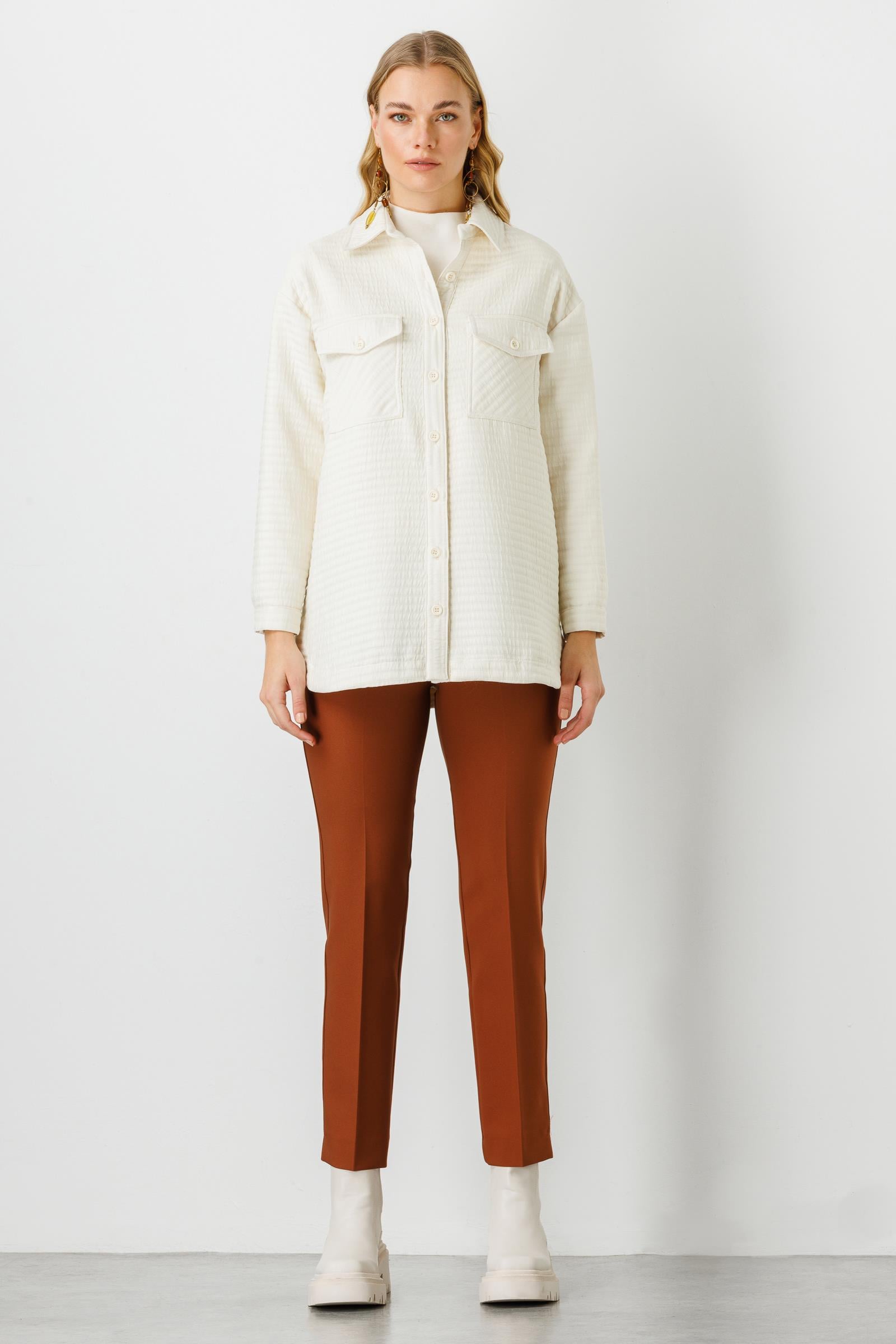 Modailgi  Oversize Kapitone Tunik Krem