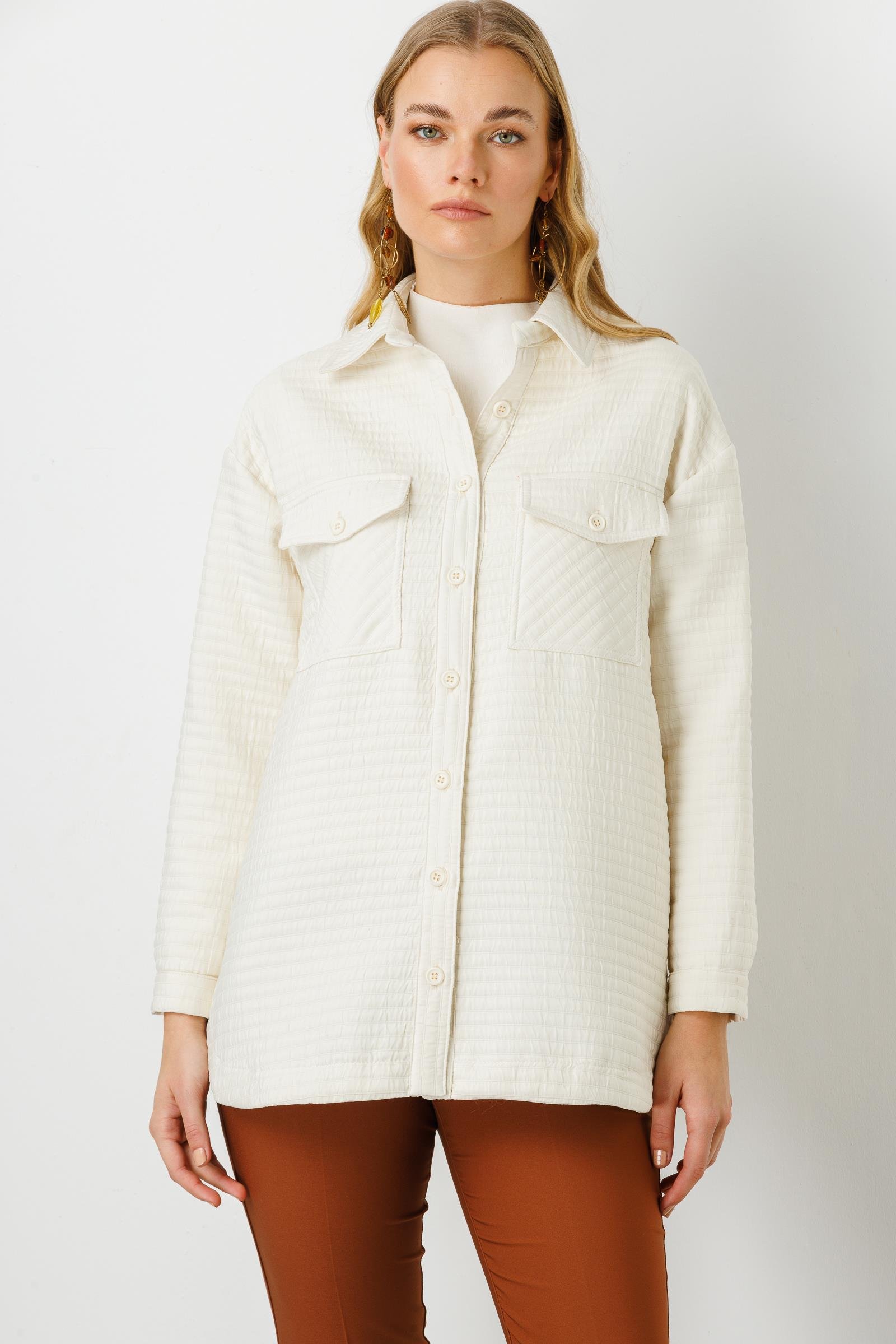 Modailgi  Oversize Kapitone Tunik Krem