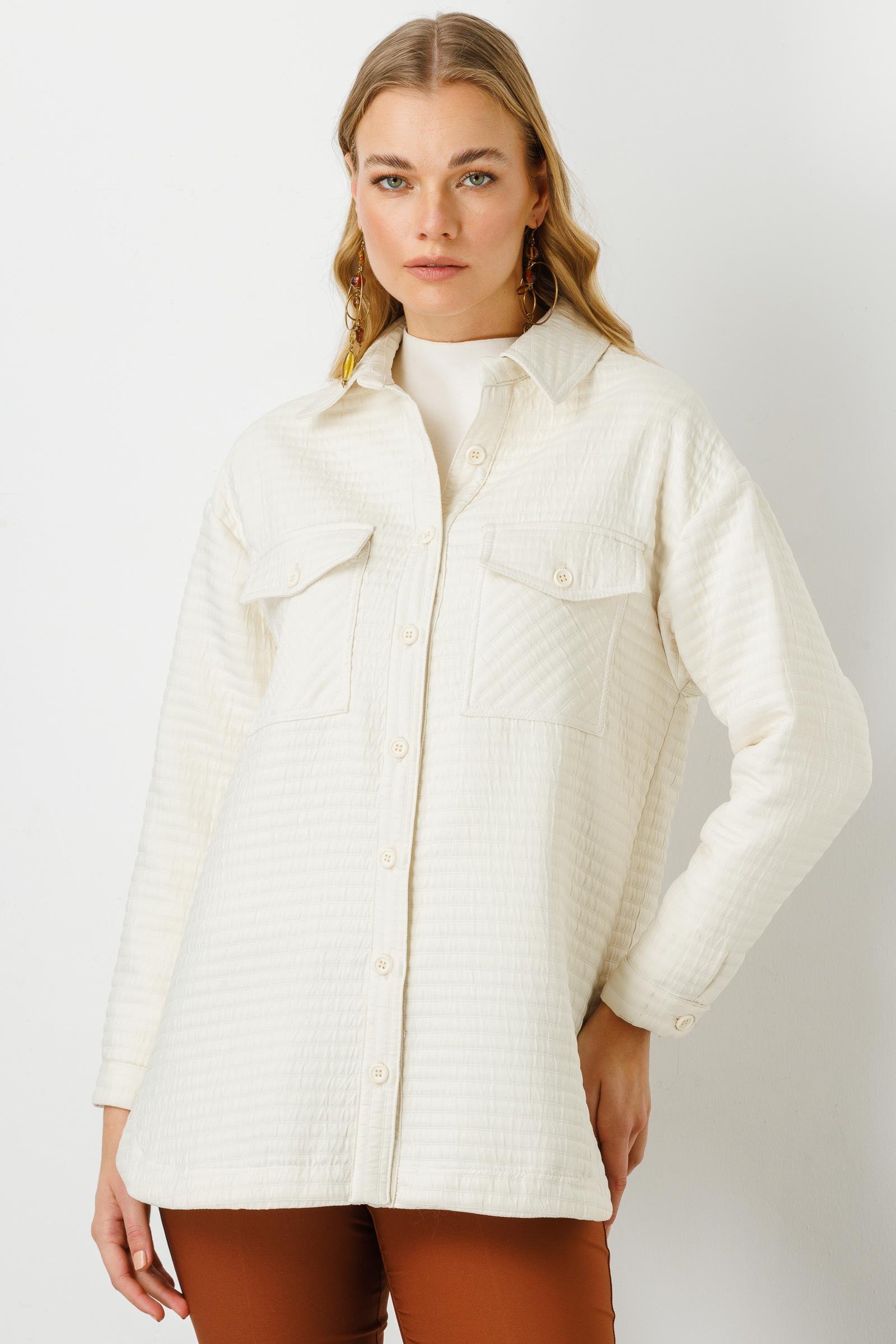 Modailgi  Oversize Kapitone Tunik Krem