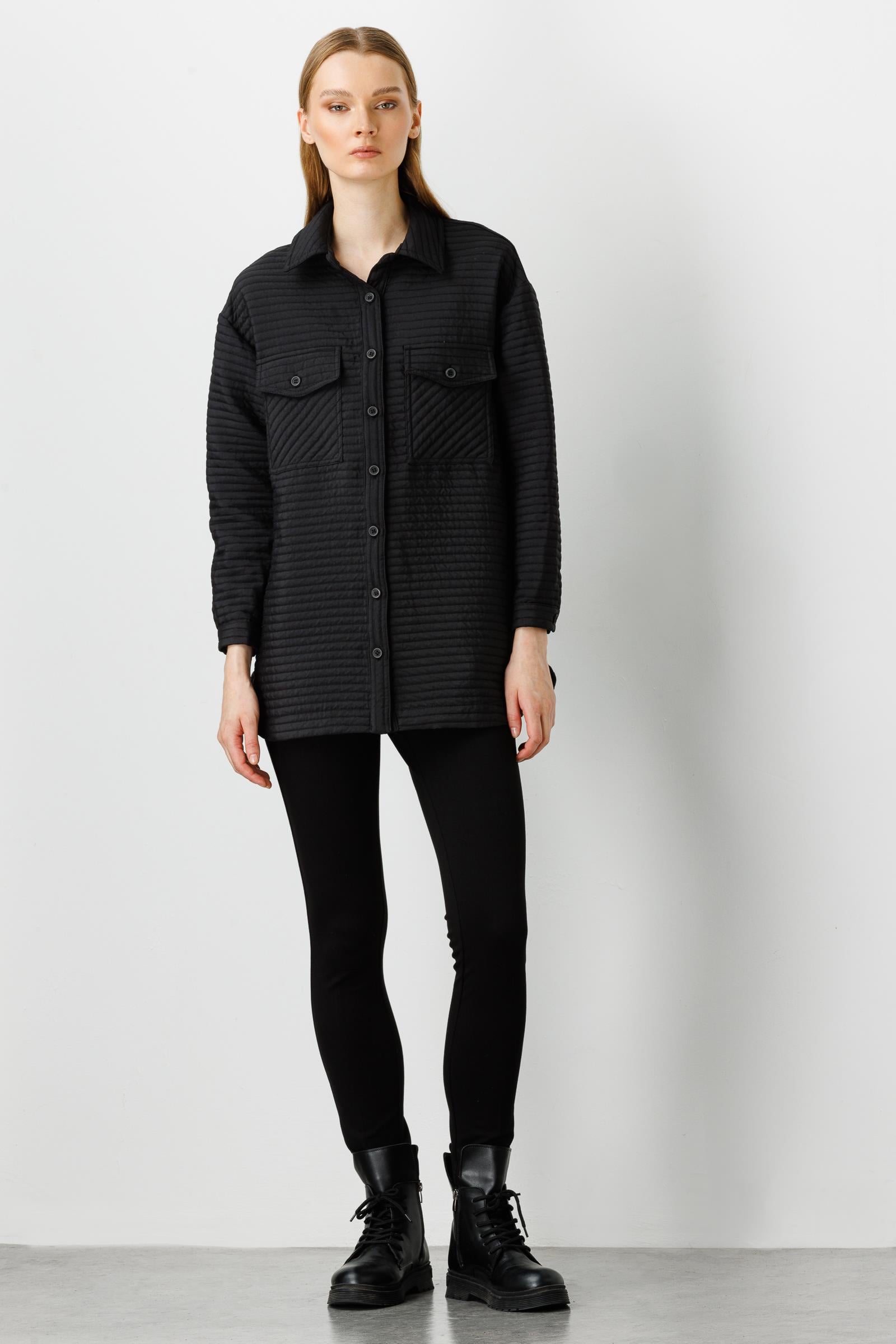 Modailgi  Oversize Kapitone Tunik Siyah