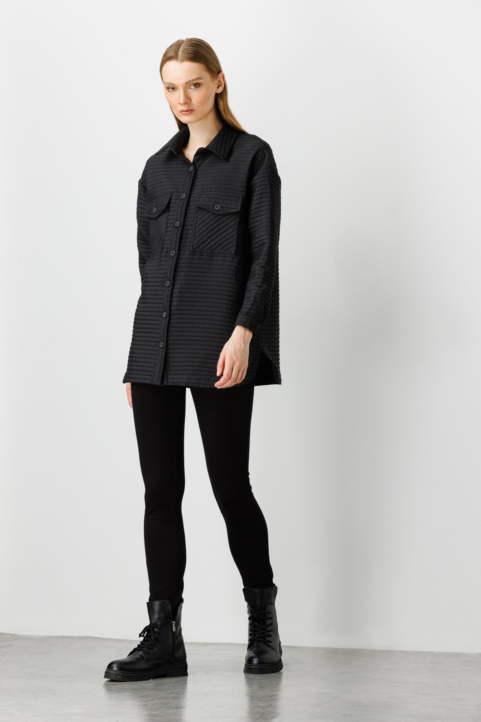 Modailgi  Oversize Kapitone Tunik Siyah